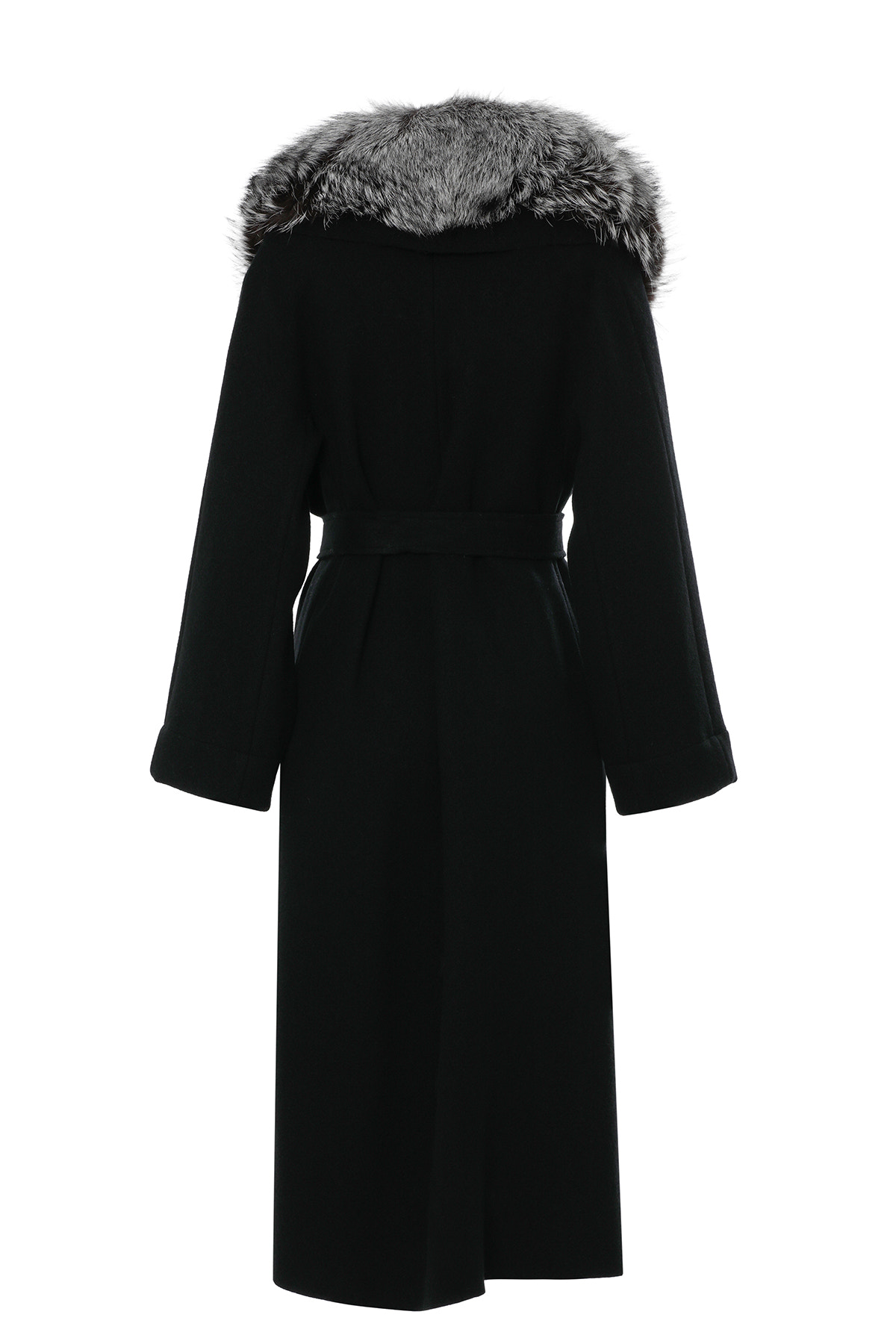 Kürk Detaylı Siyah Kaban