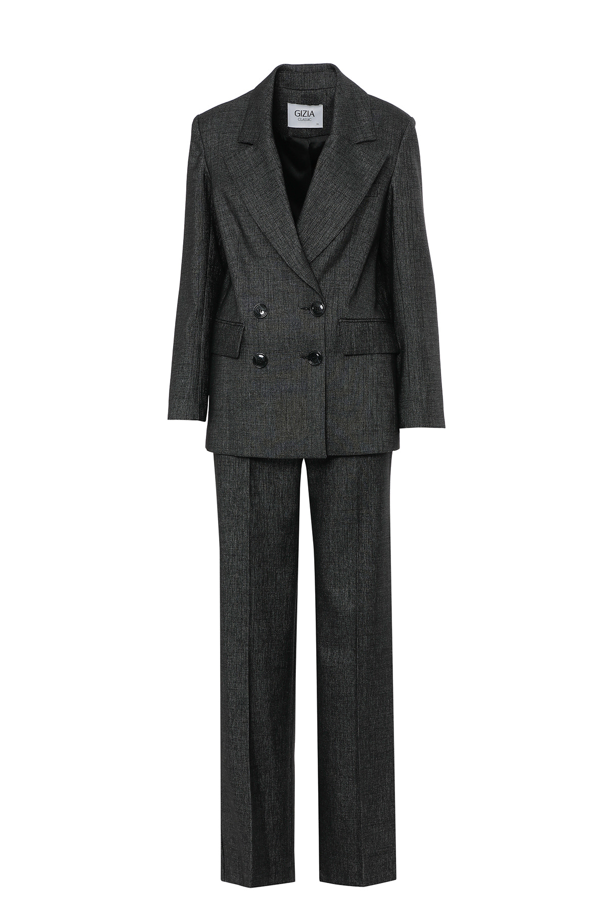 Kruvaze Kapamalı Bol Paça Pantolonlu Takım