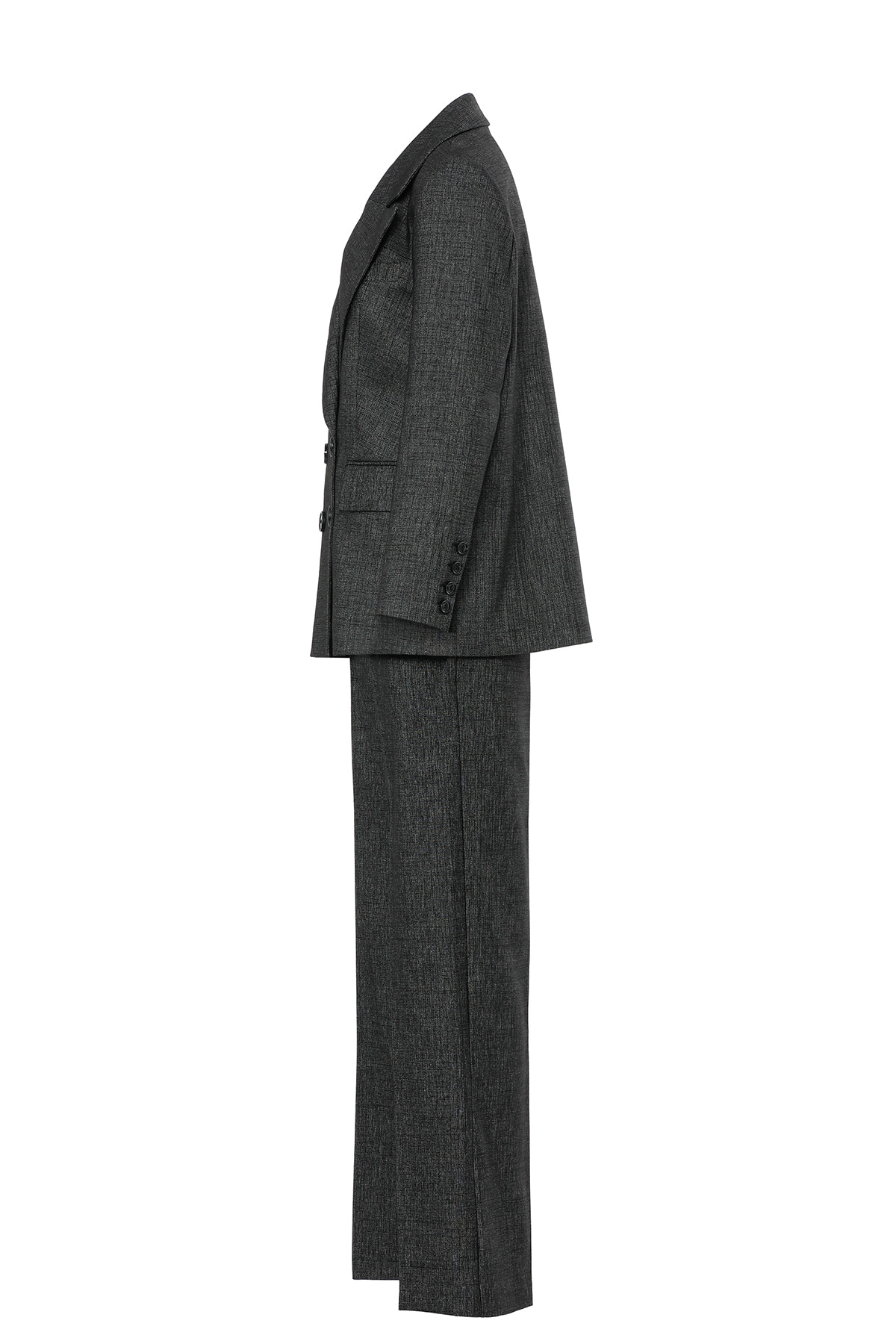 Kruvaze Kapamalı Bol Paça Pantolonlu Takım