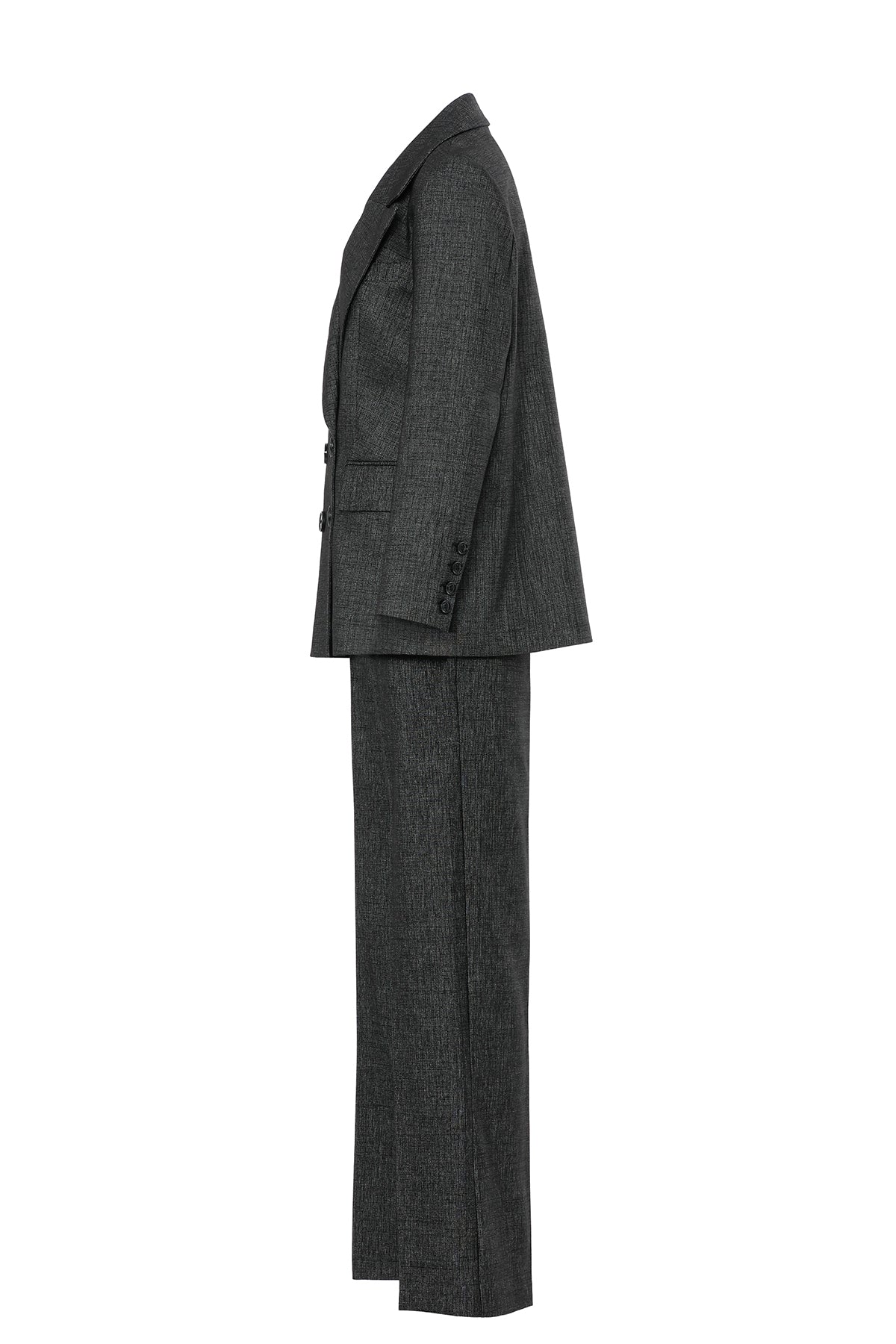 Kruvaze Kapamalı Bol Paça Pantolonlu Takım