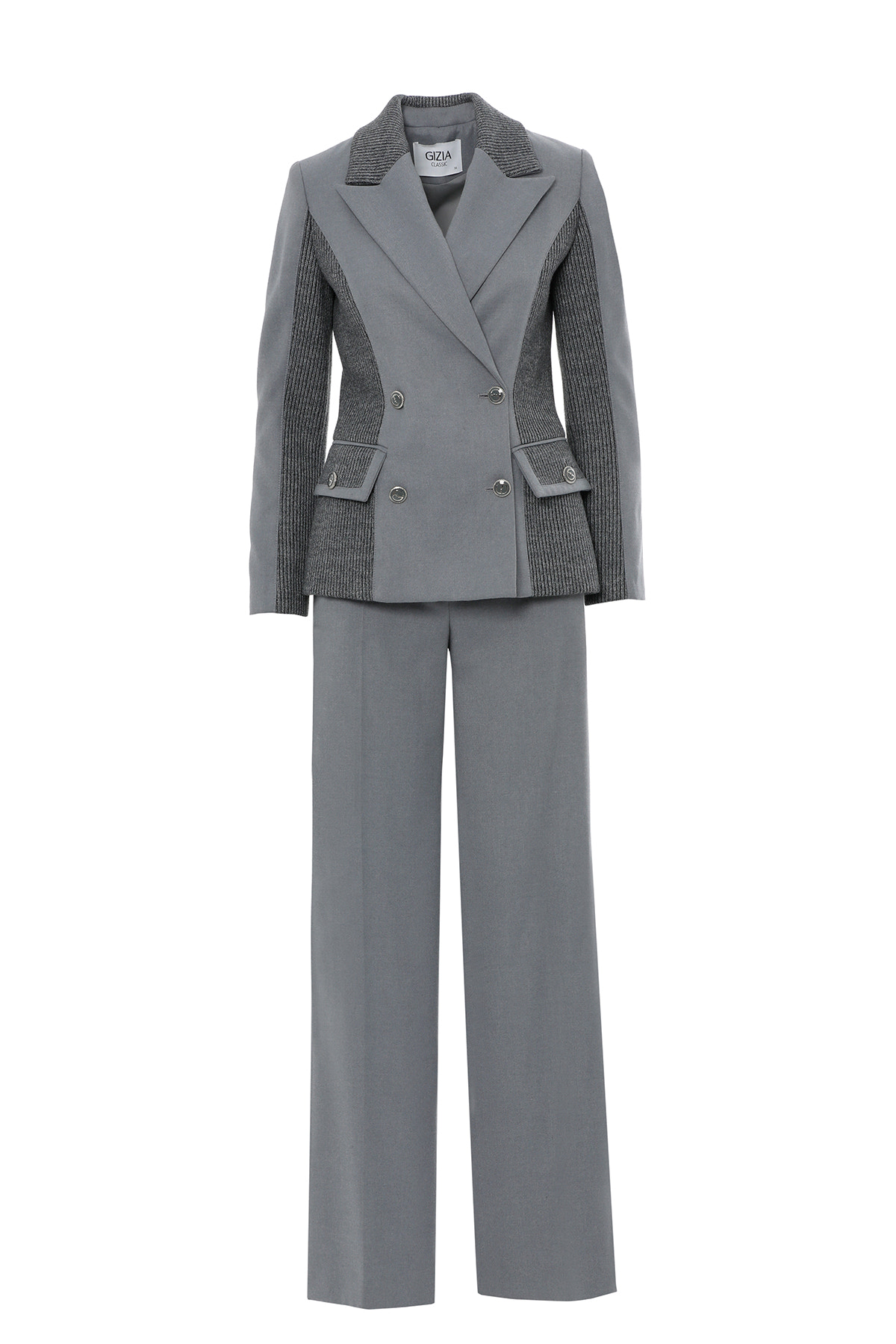 Cep Detaylı Kruvaze Yaka Ceket Pantolon Takım