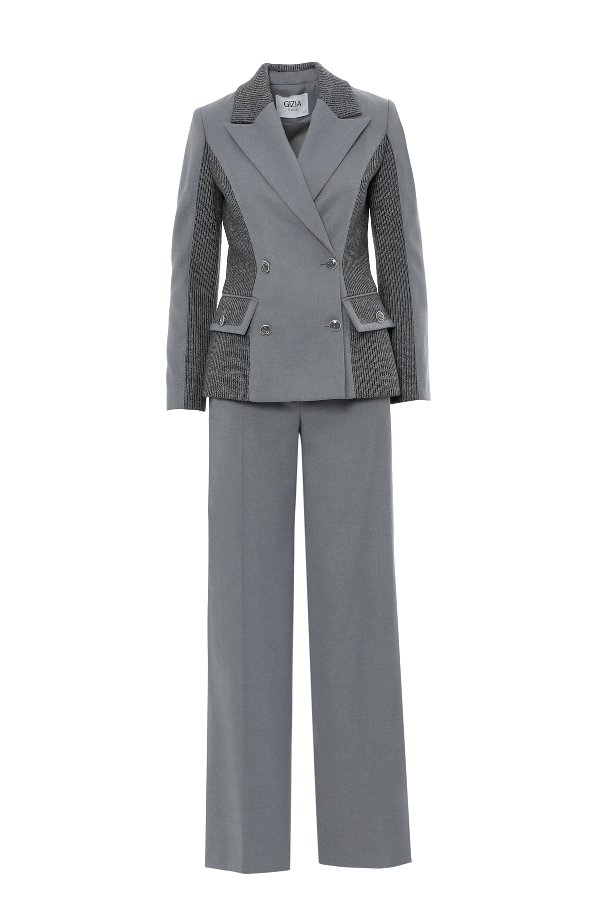 Cep Detaylı Kruvaze Yaka Ceket Pantolon Takım