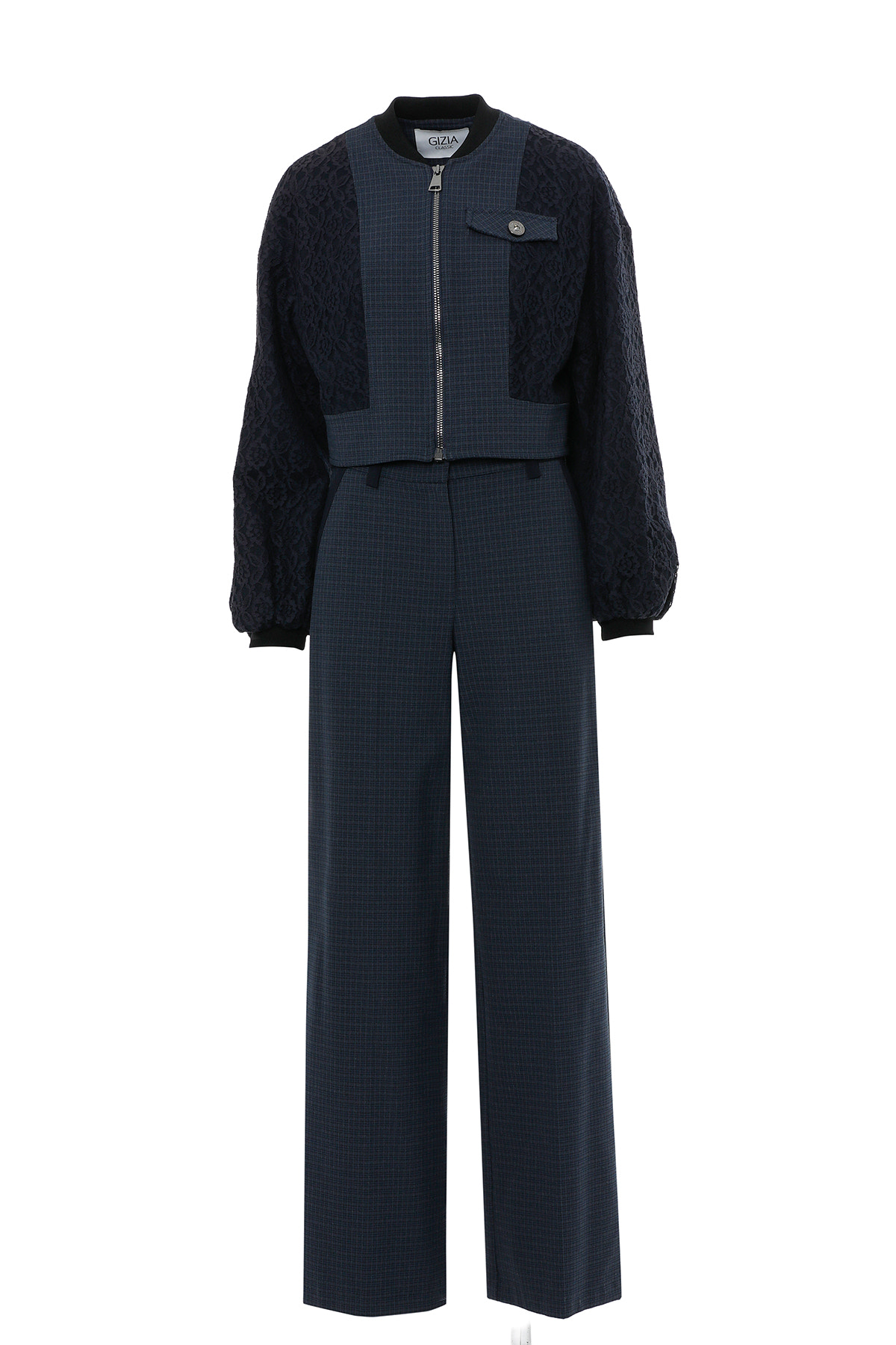 Kolları Dantelli Kısa Ceket Ve Pantolonlu Takım