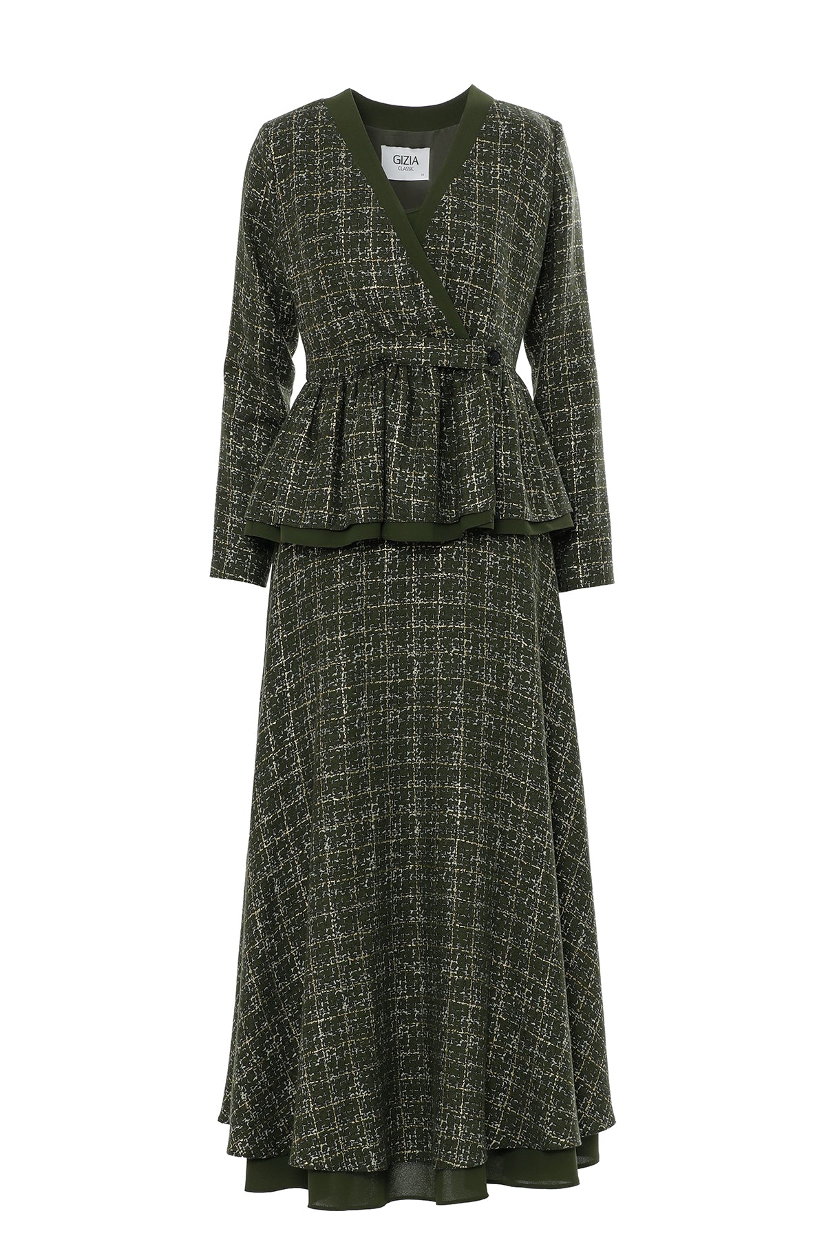 Pileli Ceket Ve Volanlı Uzun Etekli Takım