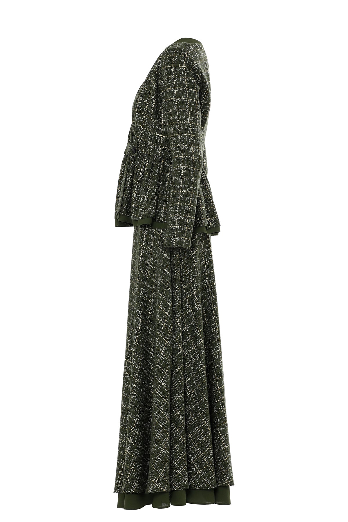 Pileli Ceket Ve Volanlı Uzun Etekli Takım