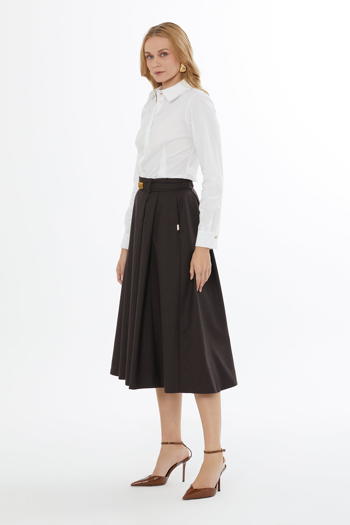 Arka Fermuarlı Köprü Detaylı Kadın Etek