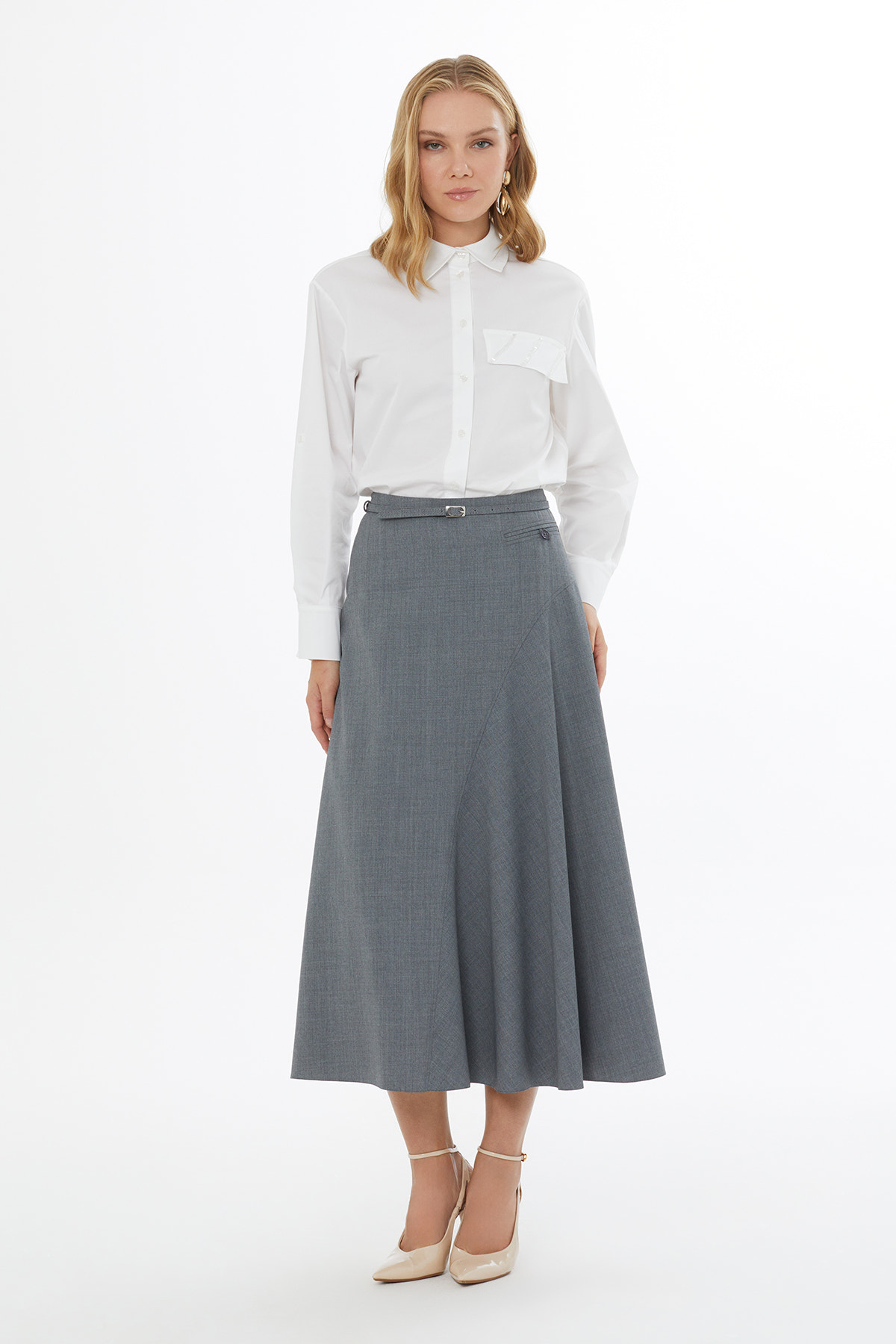 Yandan Gizli Fermuarlı Kadın Etek