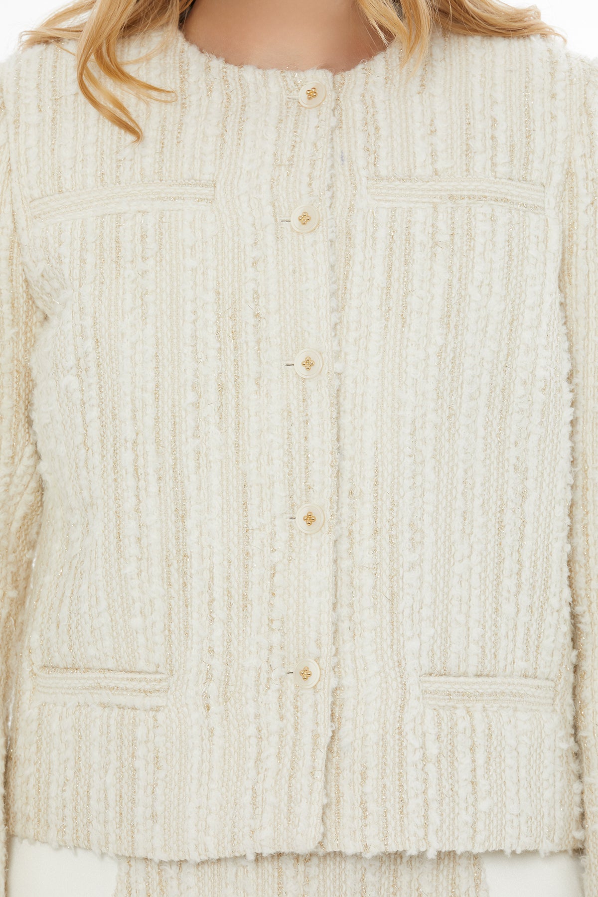 Önden Düğmeli Uzun Kollu Ceket