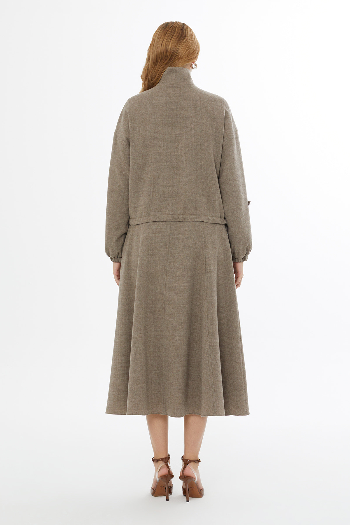 Metal Fermuarlı Yaka Ve Kol İşlemeli Ceket