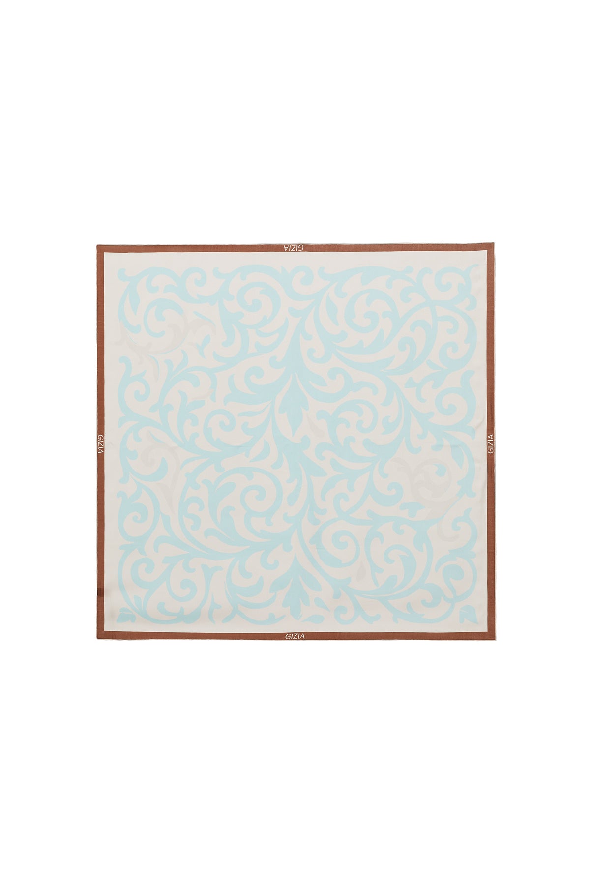 Mavi Kıvrımlı Dallardan Oluşan Eşarp