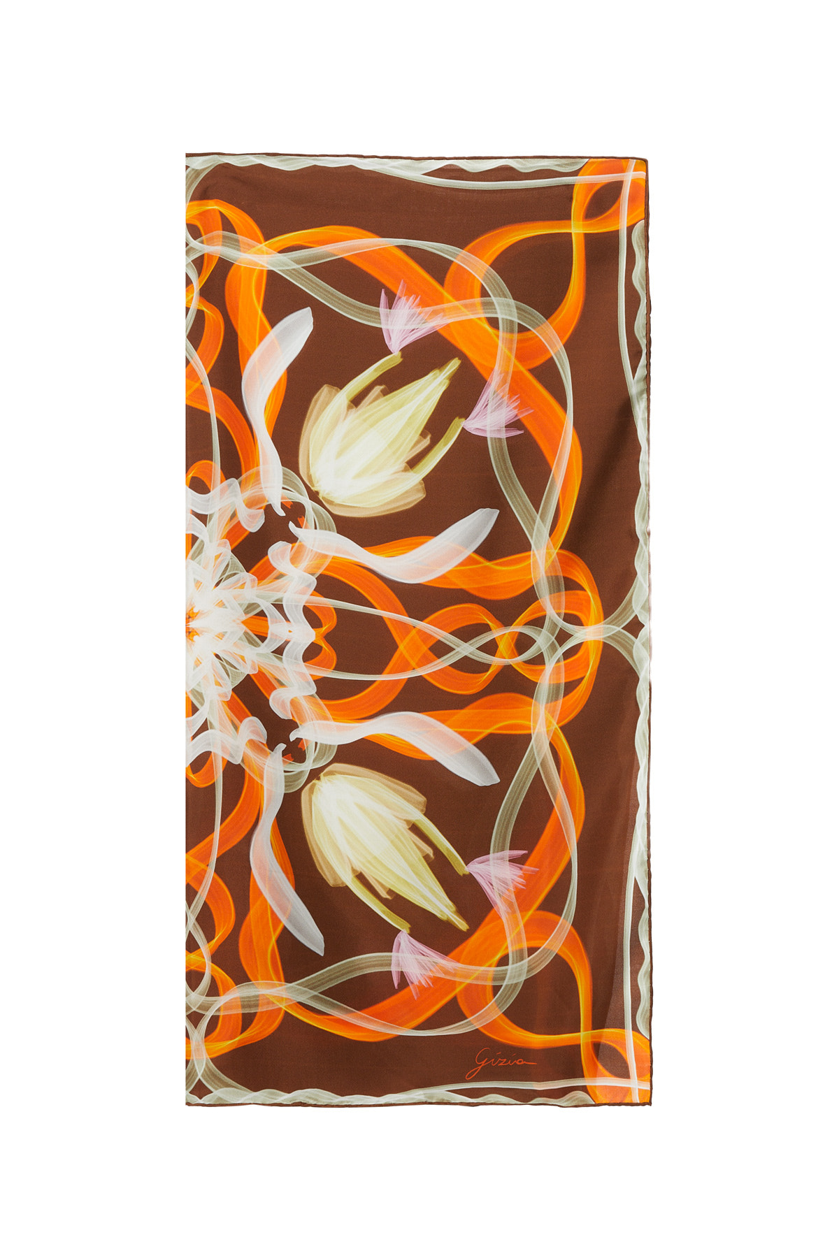 Asimetrik Çizgisel Soyut Desenli Eşarp