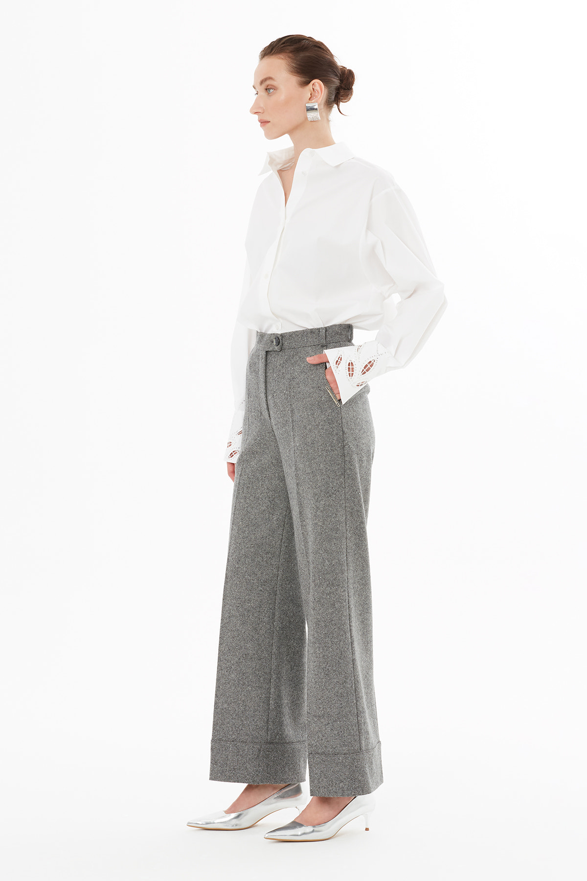 Yüksek Bel Boru Paça Pantolon