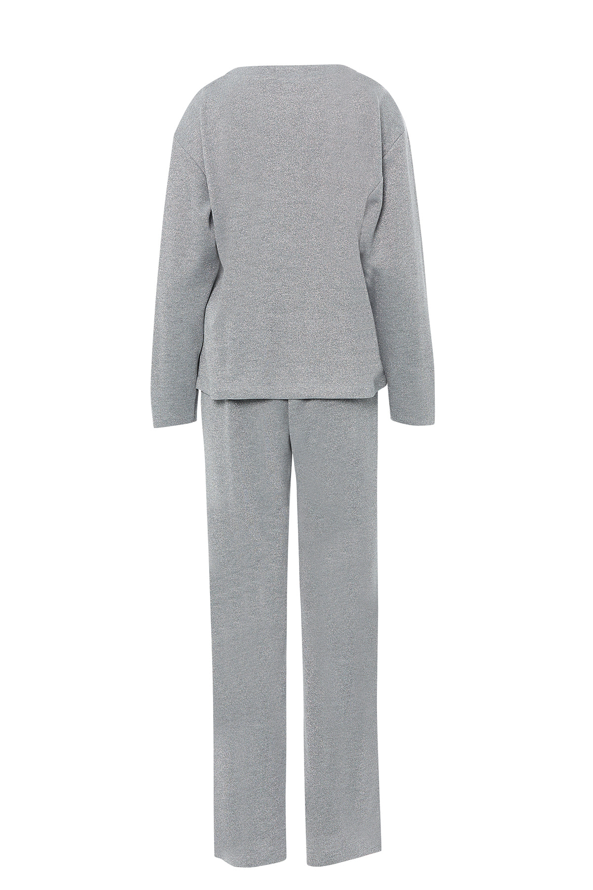 Broş Detaylı Beli Lastikli Simli Eşofman Takımı