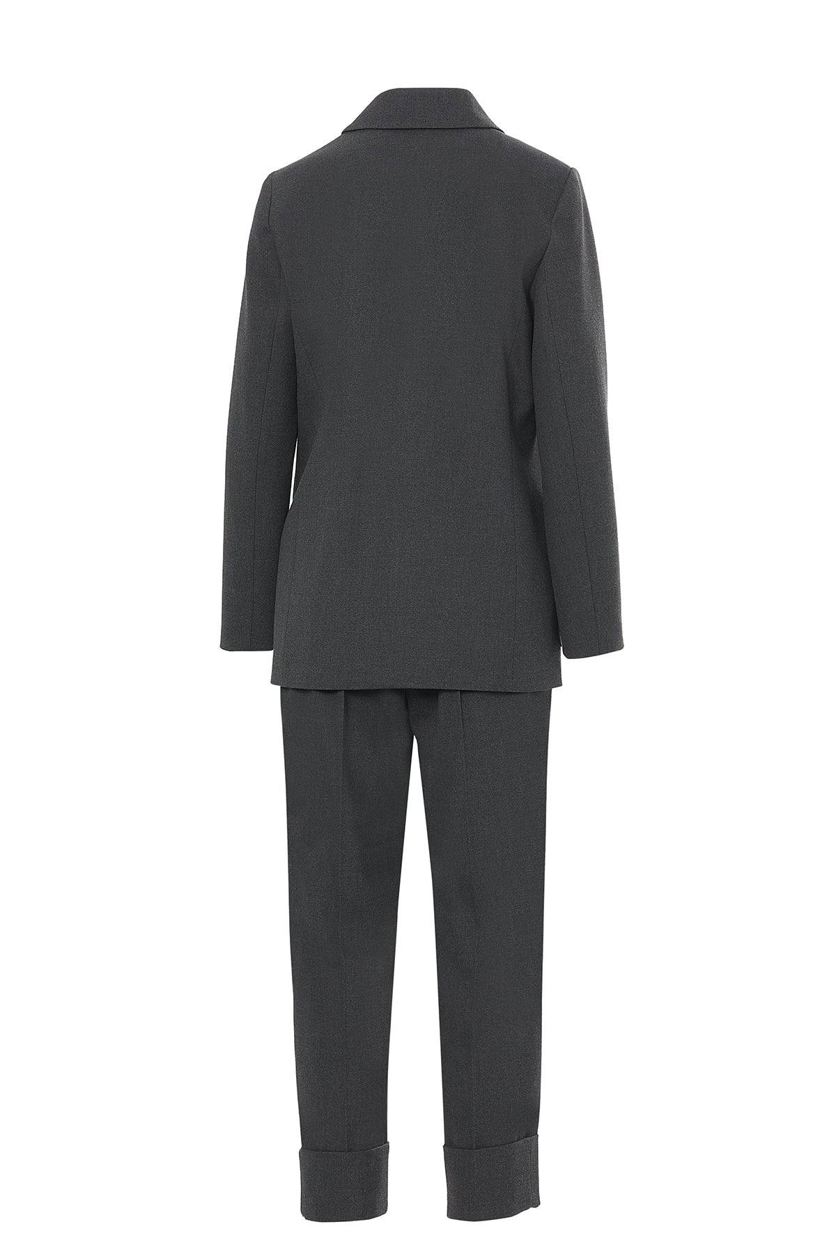 Metal Düğmeli Duble Paçalı Beli Lastikli Pantolonlu Takım