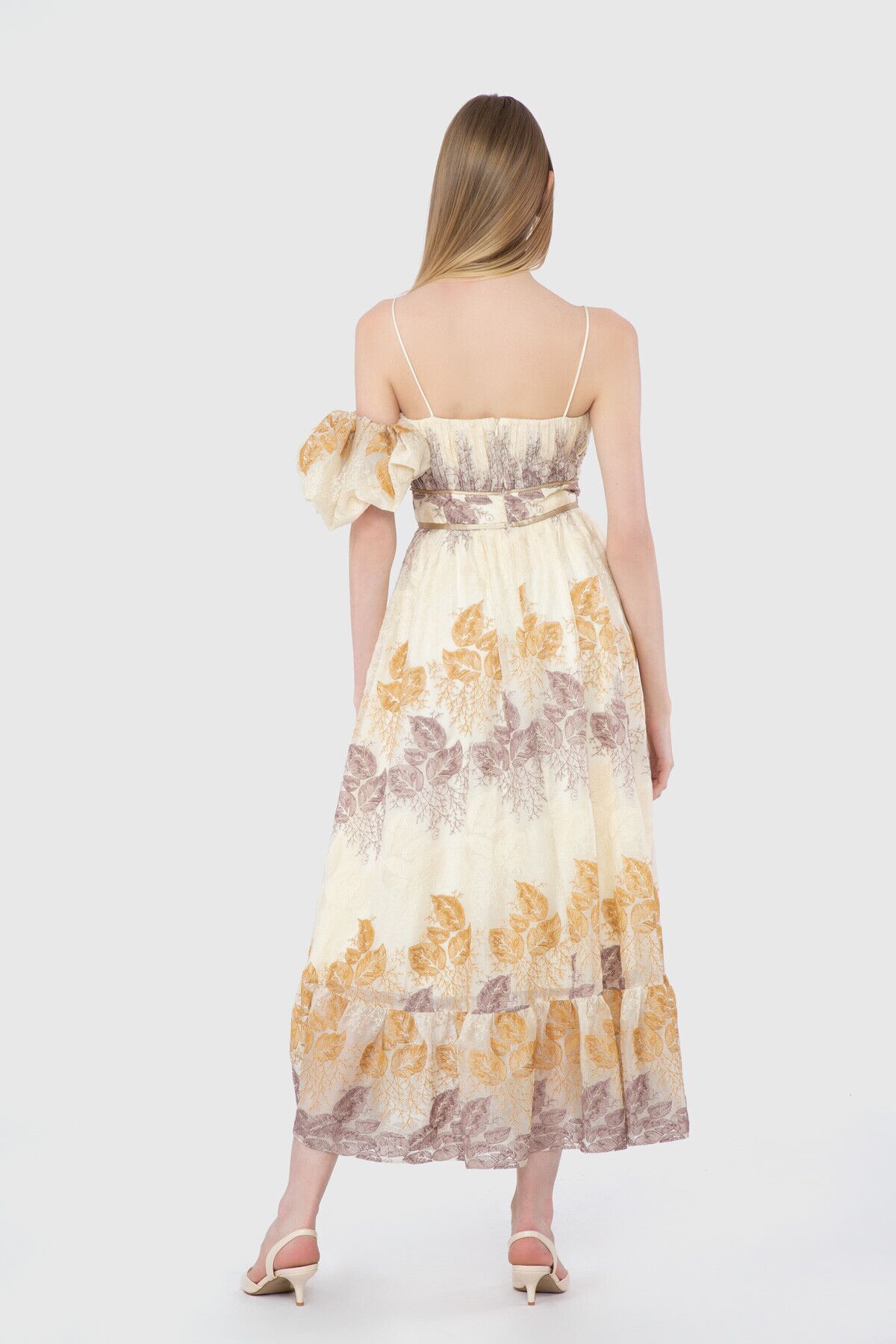 Nakış Detaylı Şifon Elbise