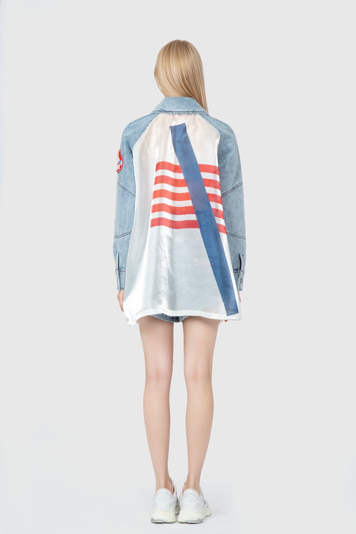 Baskı Ve Organze Detaylı Ceket