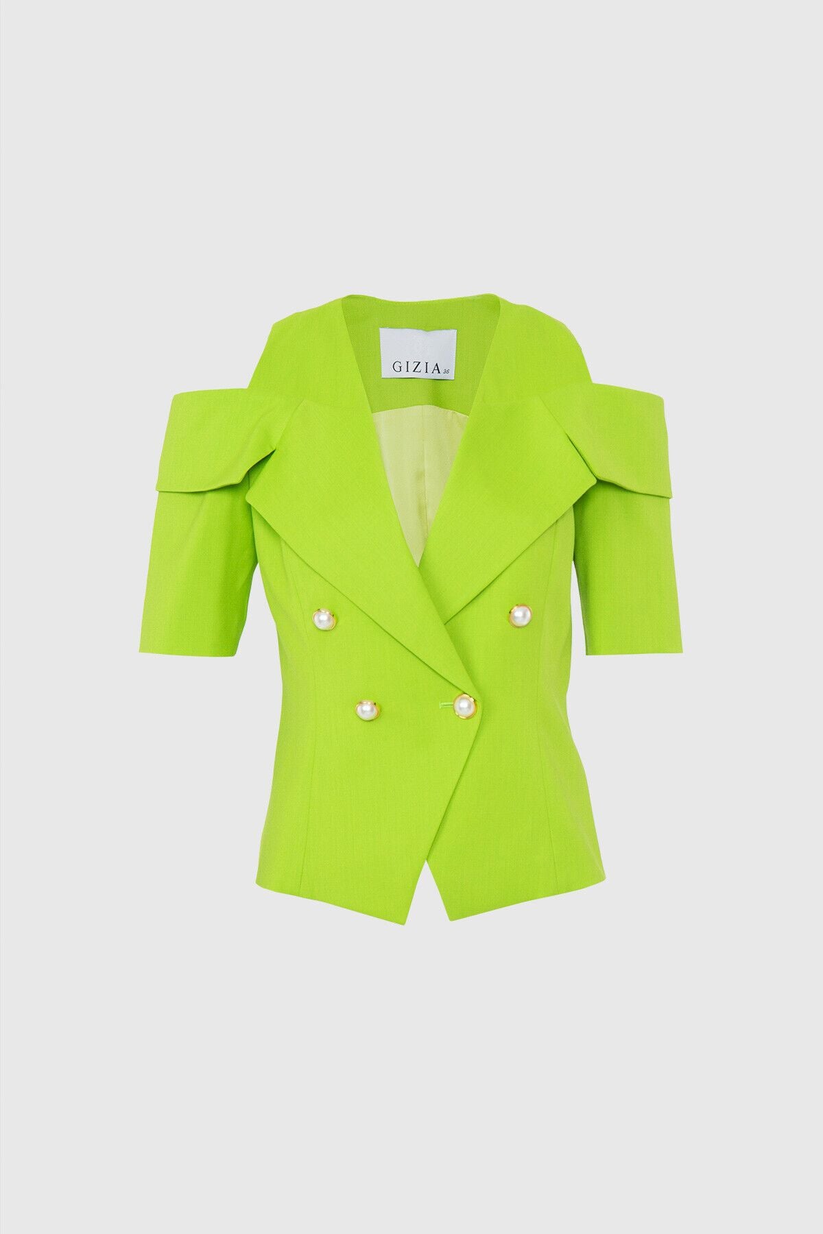 Cut Out Omuz Ve Yaka Detaylı İnce Düğmeli Crop