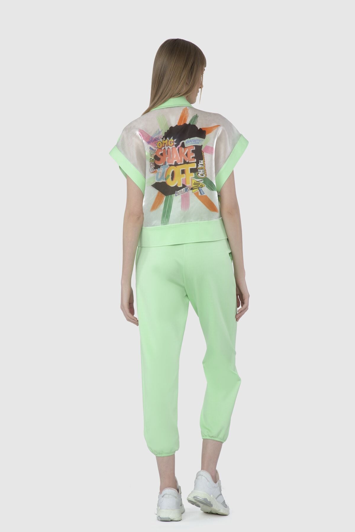 Çıtçıt Detaylı Yüksek Bel Paçası Lastikli Pantolon