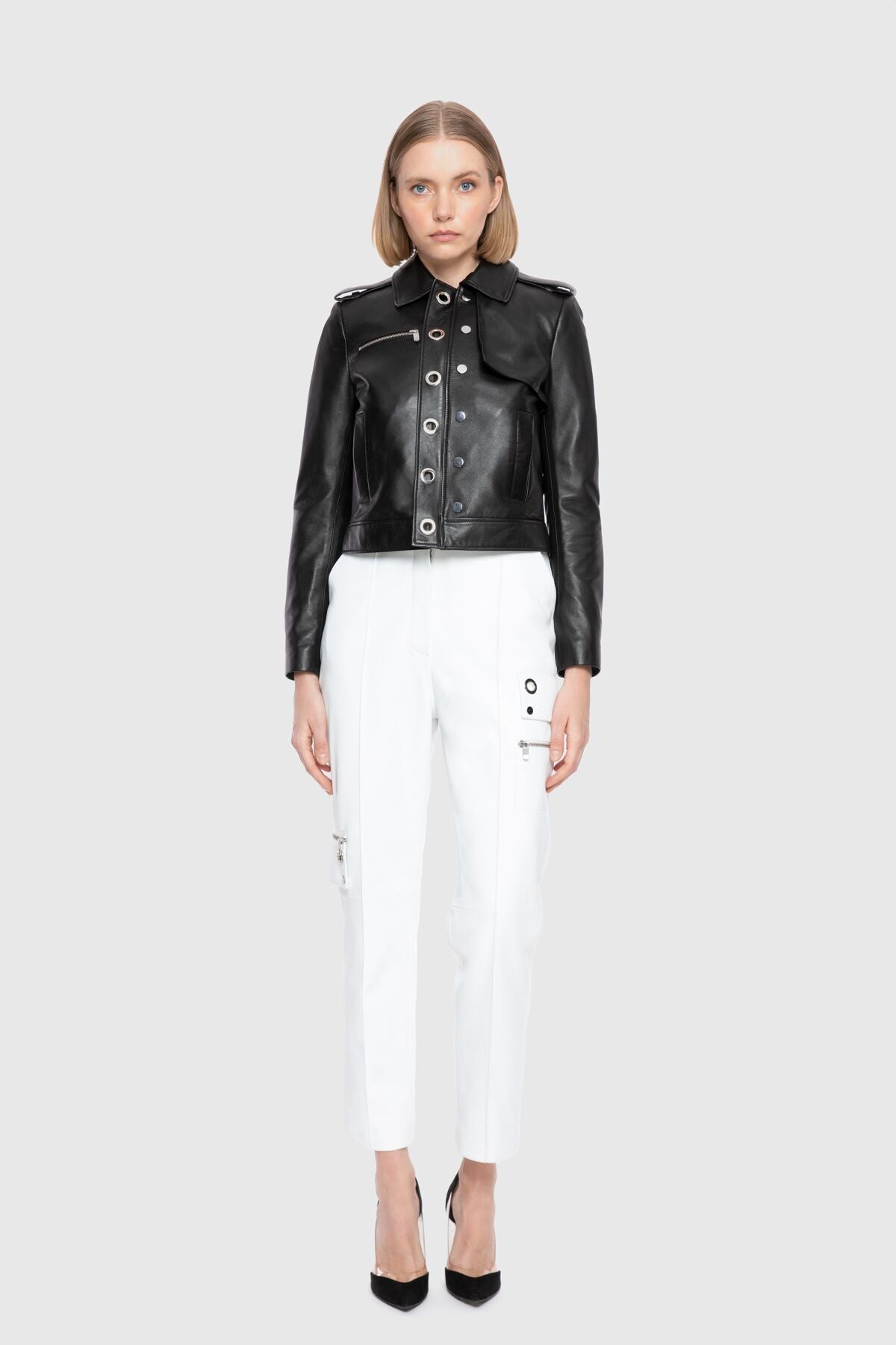 Kontrast Kürk Detaylı Oversize Biker Ceket