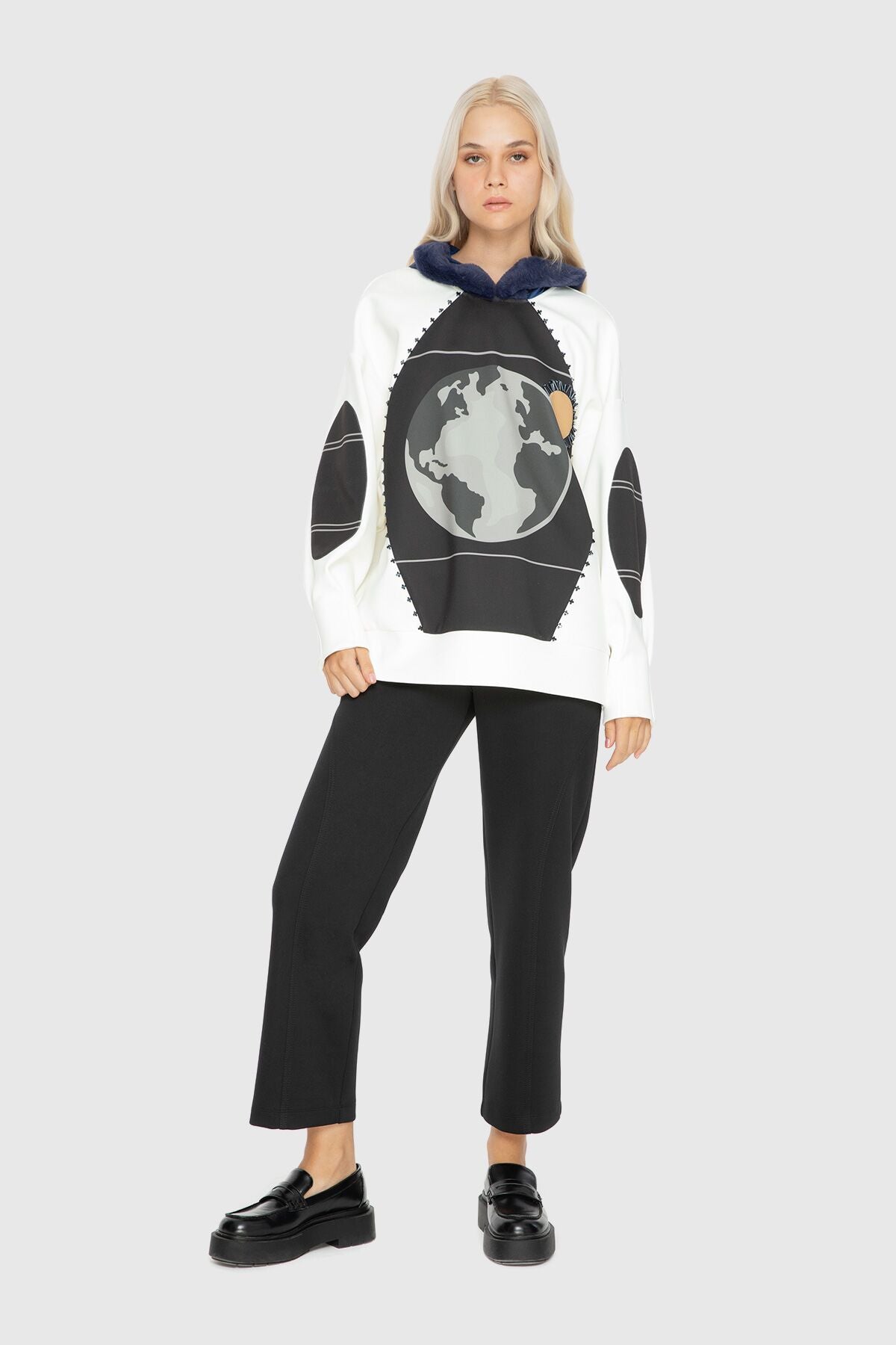 Baskı Ve Peluş Detaylı Sweatshirt