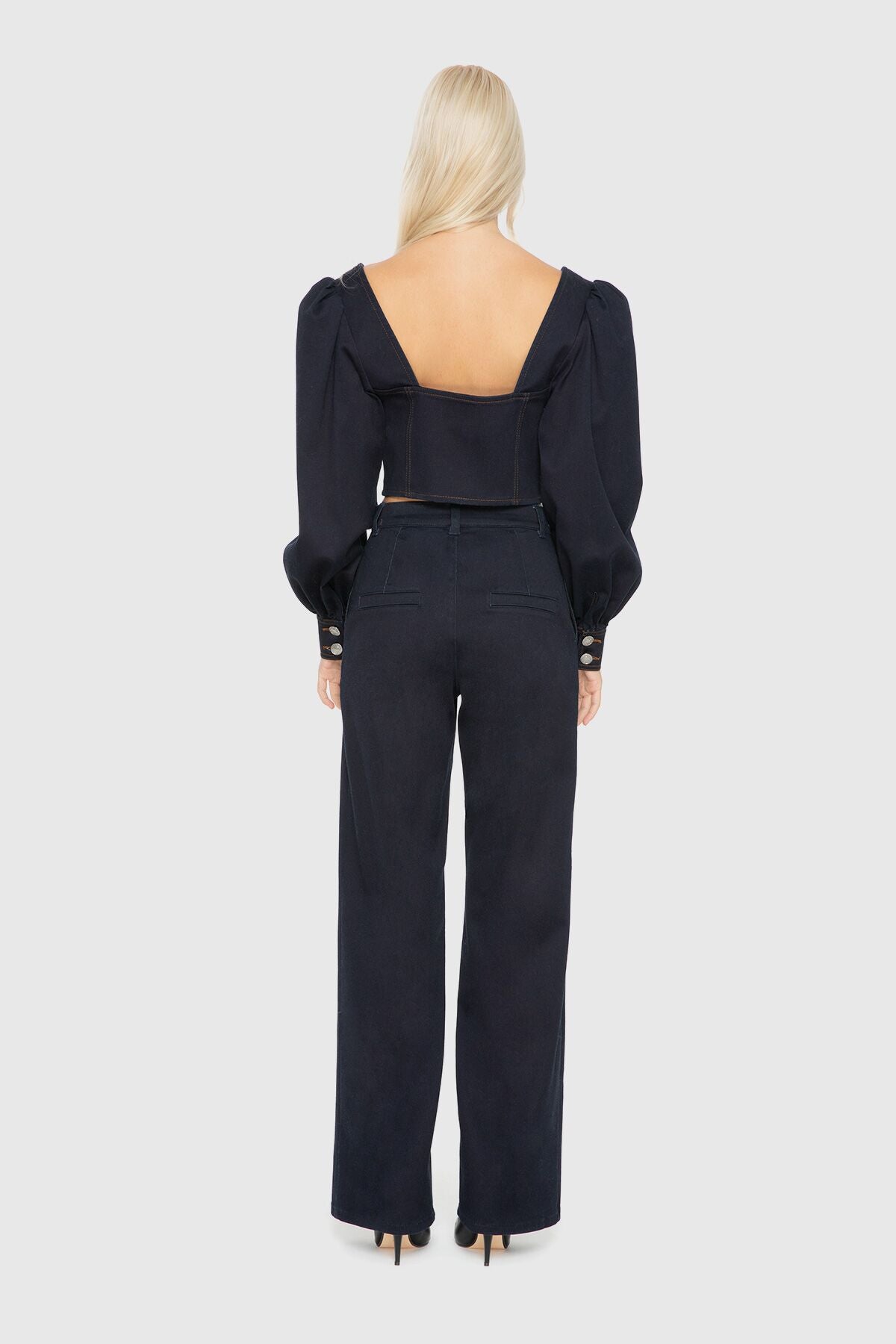 Ekose Desen Detayli Fermuarli Bluz