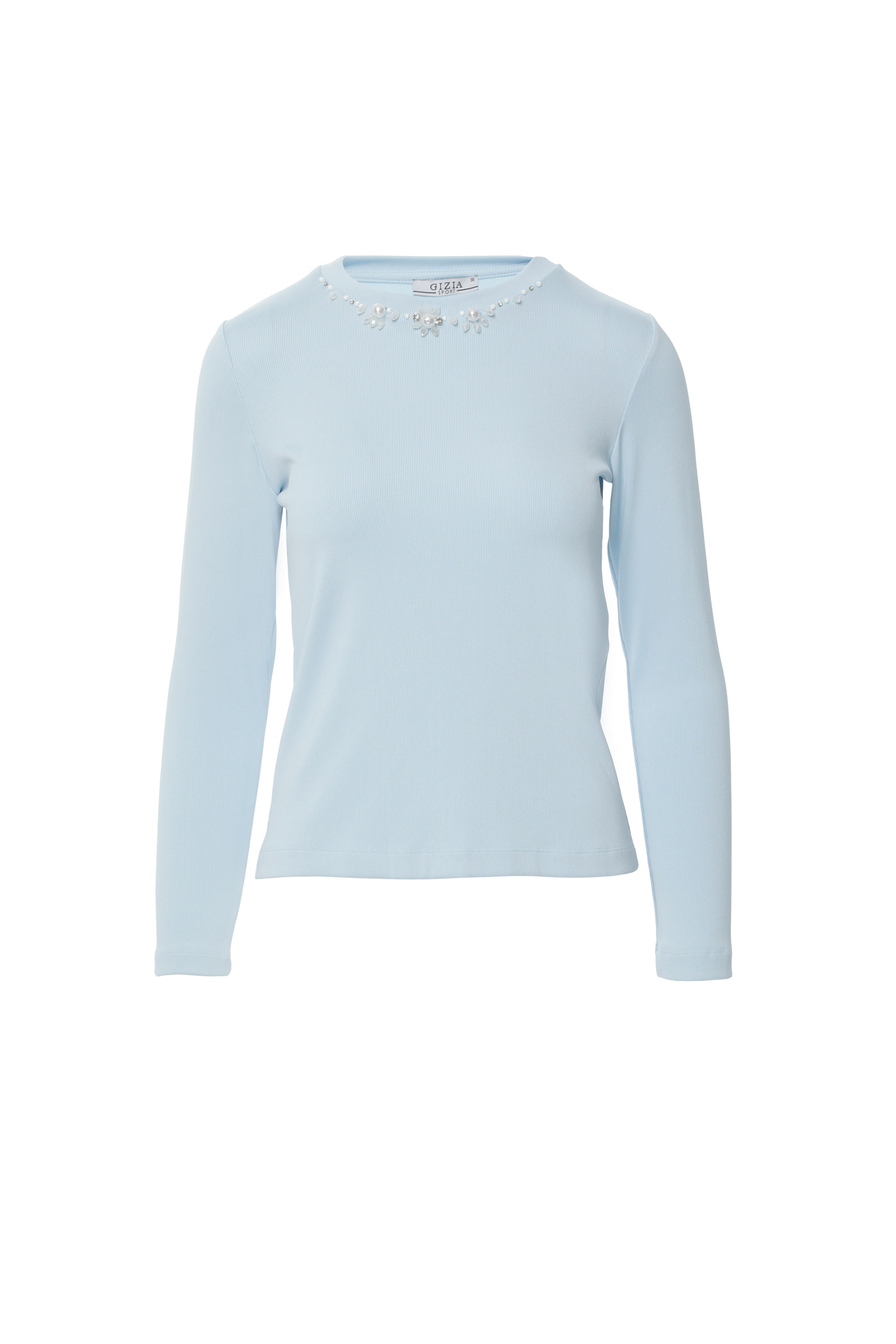 Yakası İşleme Detaylı Uzun Kollu Basic Somon T-shirt