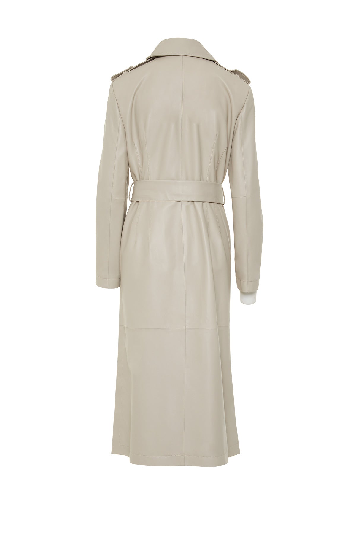 Çıtçıt Detaylı Seyyar Kuşaklı Deri Trenchcoat