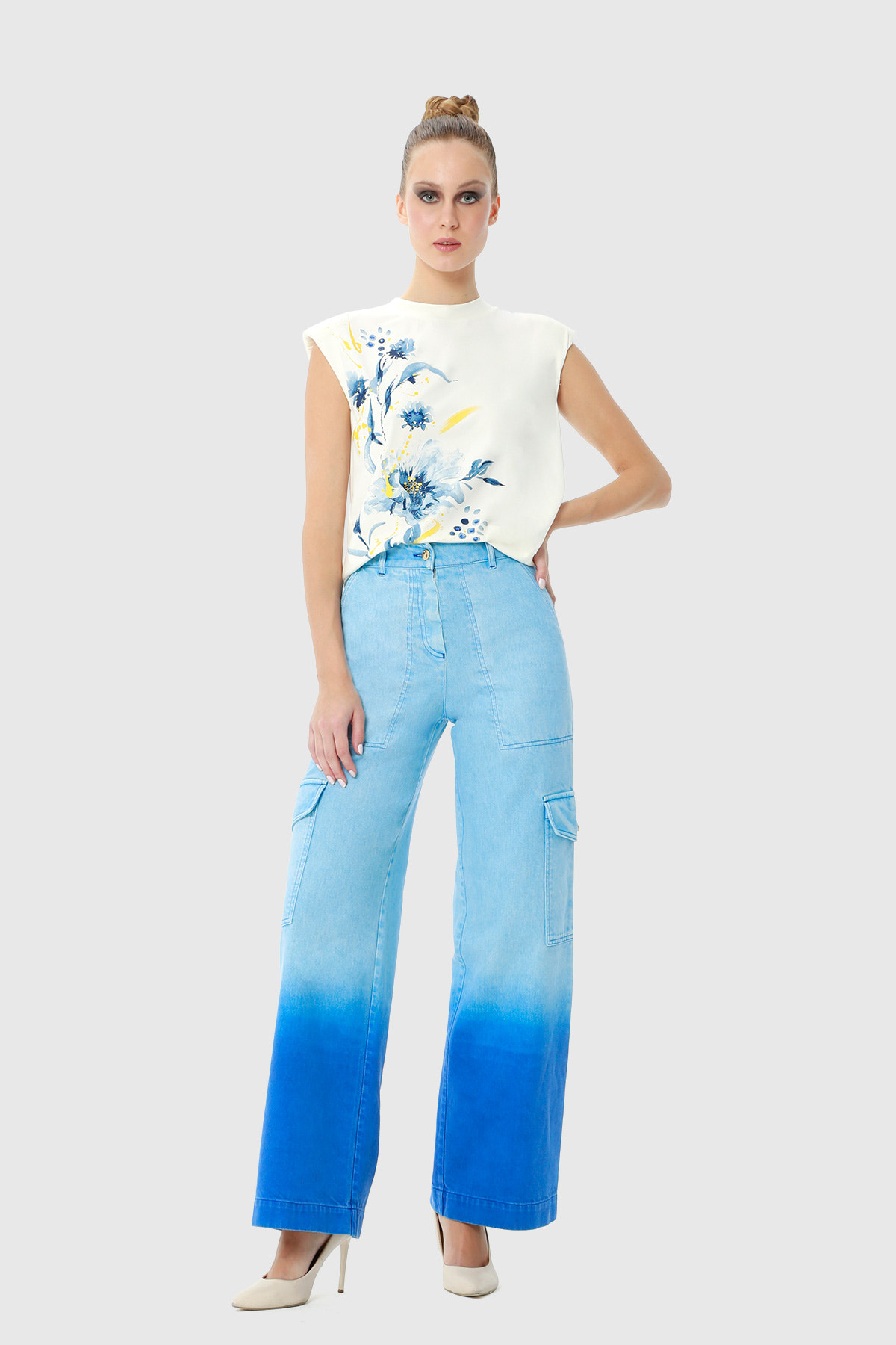 Renk Batik Yıkamalı Jean Kargo Pantolon