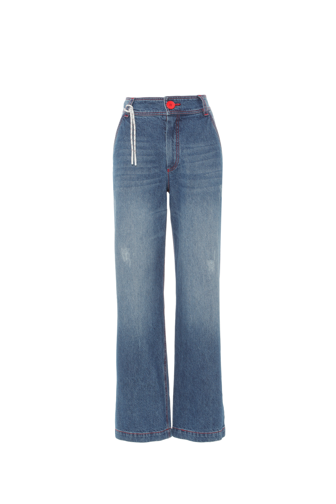 Dikiş Detaylı Düğmeli Jean Pantolon