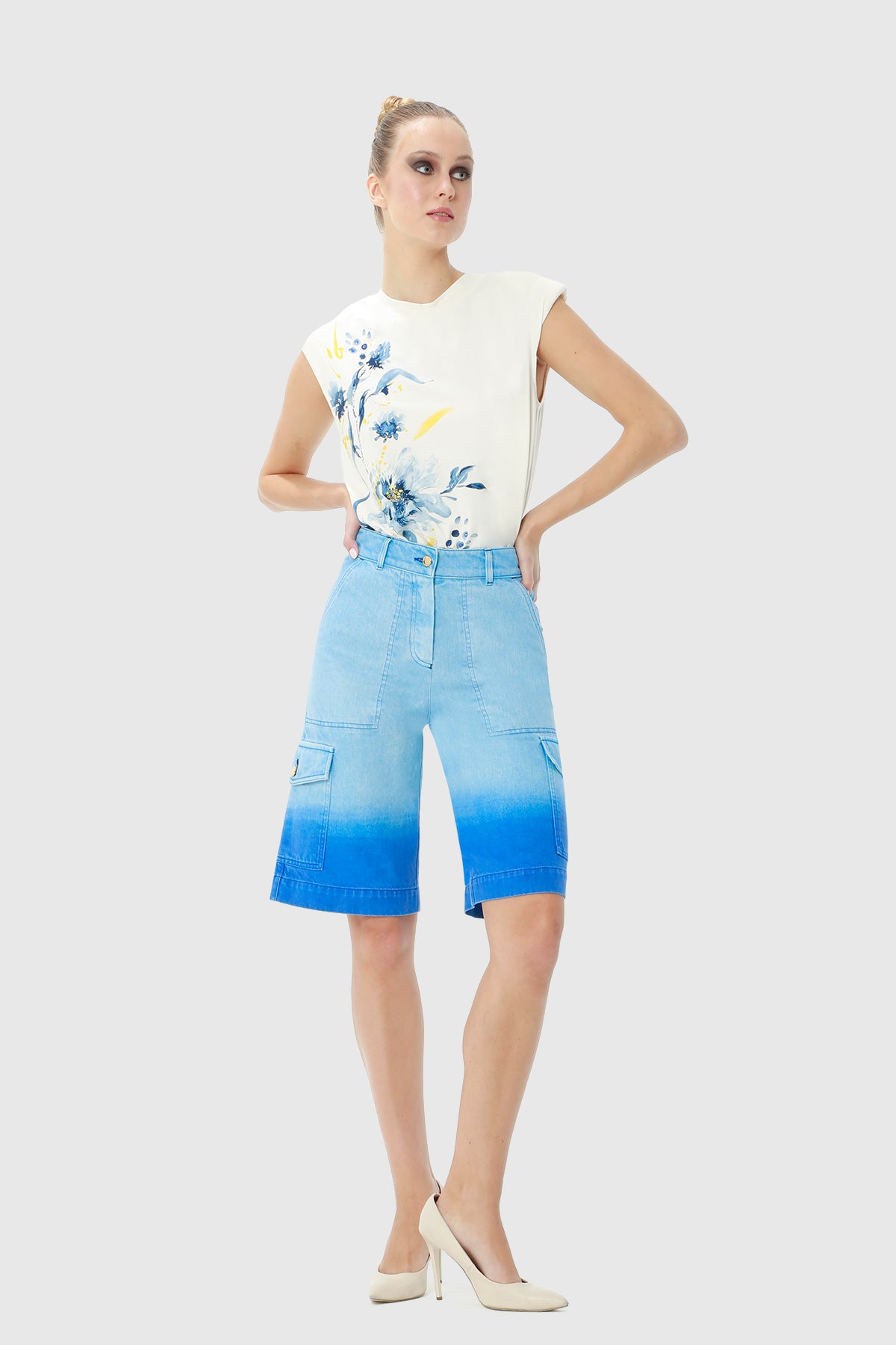 Batik Yıkamalı Cep Detaylı Kot Kargo Şort