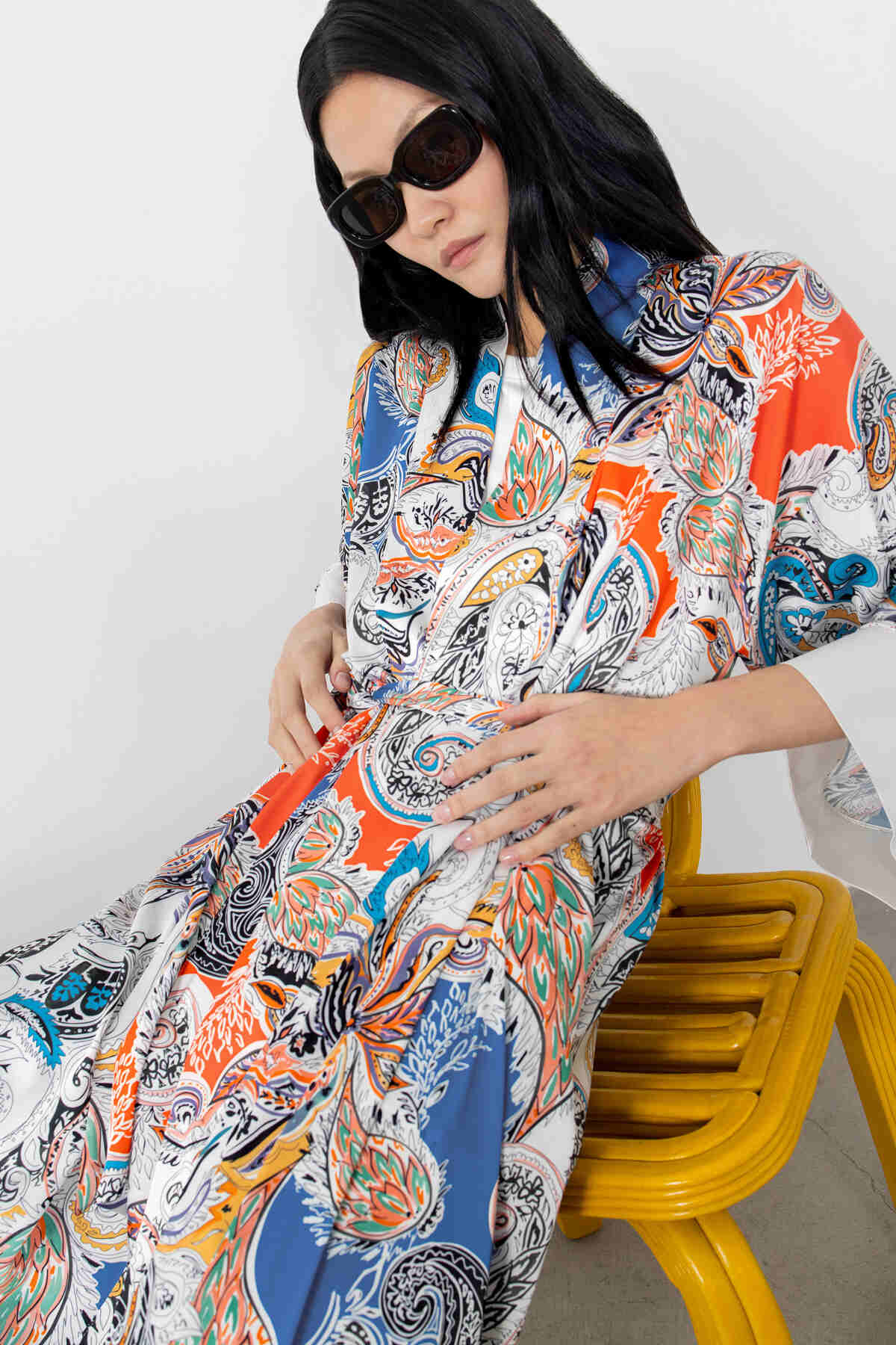 Bağcık Detaylı Belden Seyyar Kuşaklı Kolları Bantlı Kimono