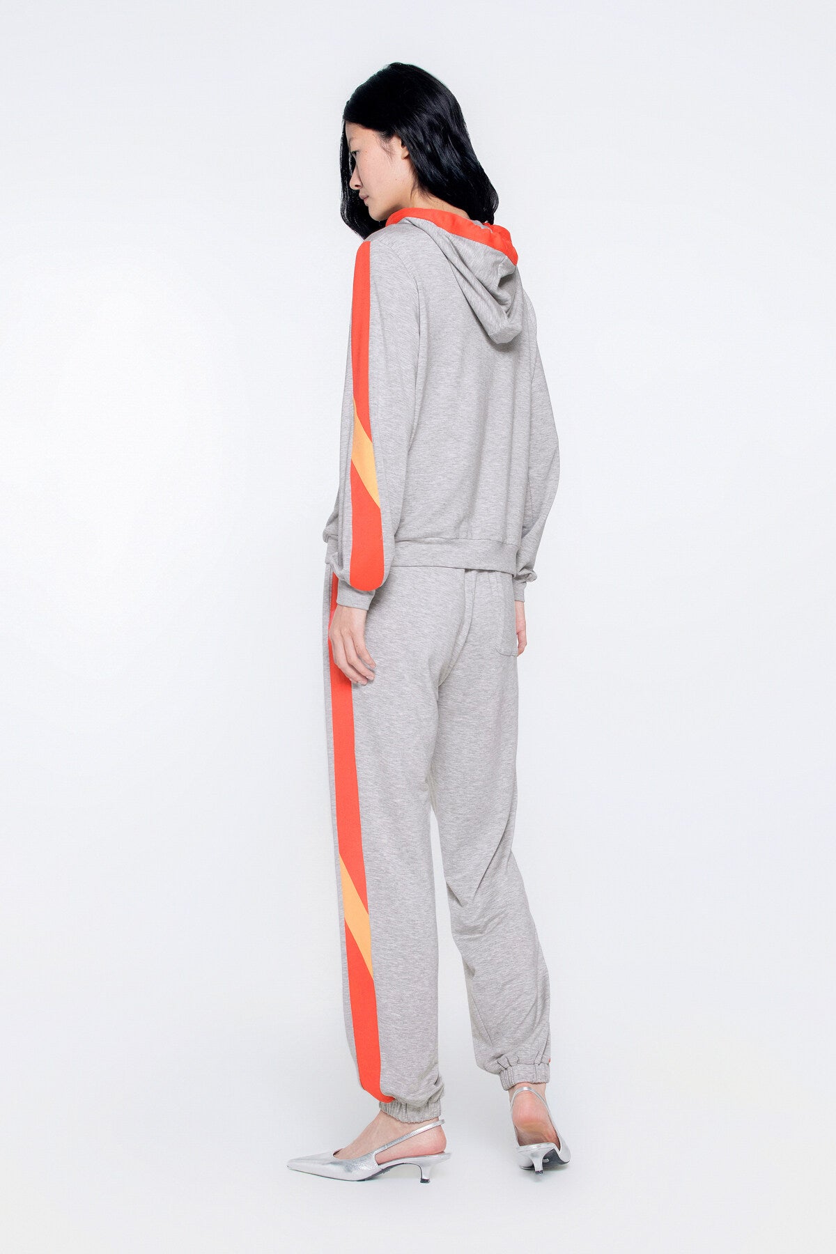 Kapüşonlu Şerit Detaylı Spor Sweatshirt