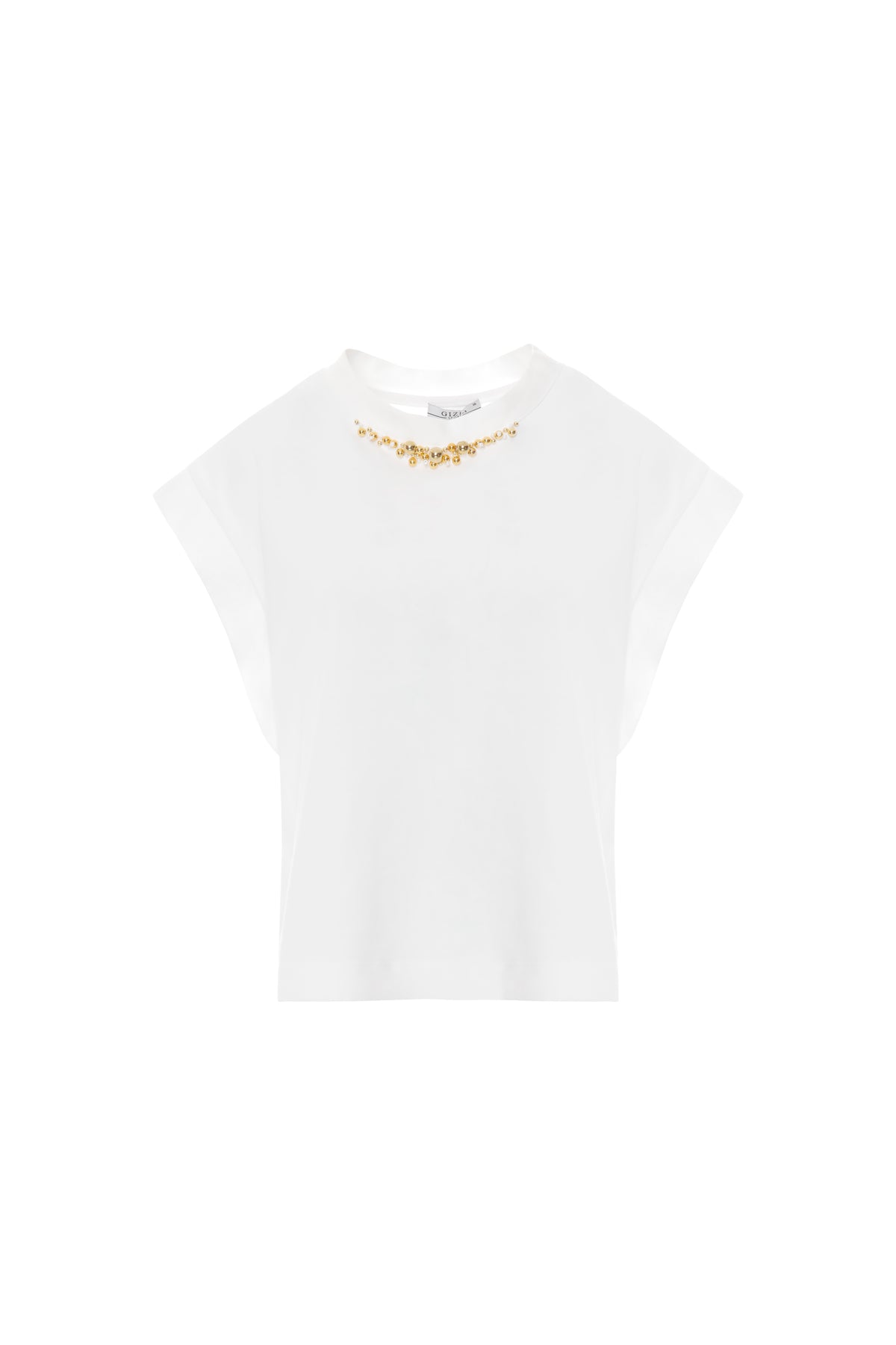 Yakası İşlemeli Sıfır Yaka Şık T-shirt