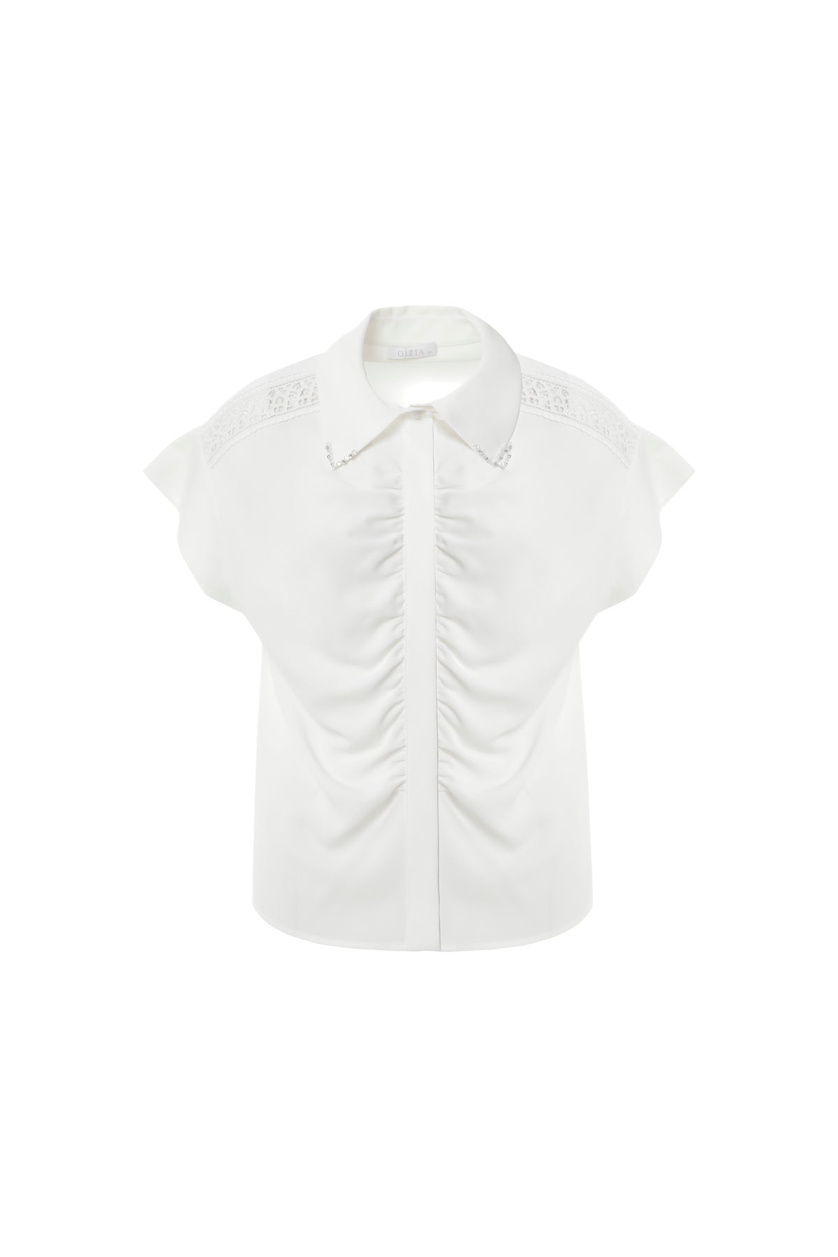 Omuzları Şerit Aksesuarlı Gömlek