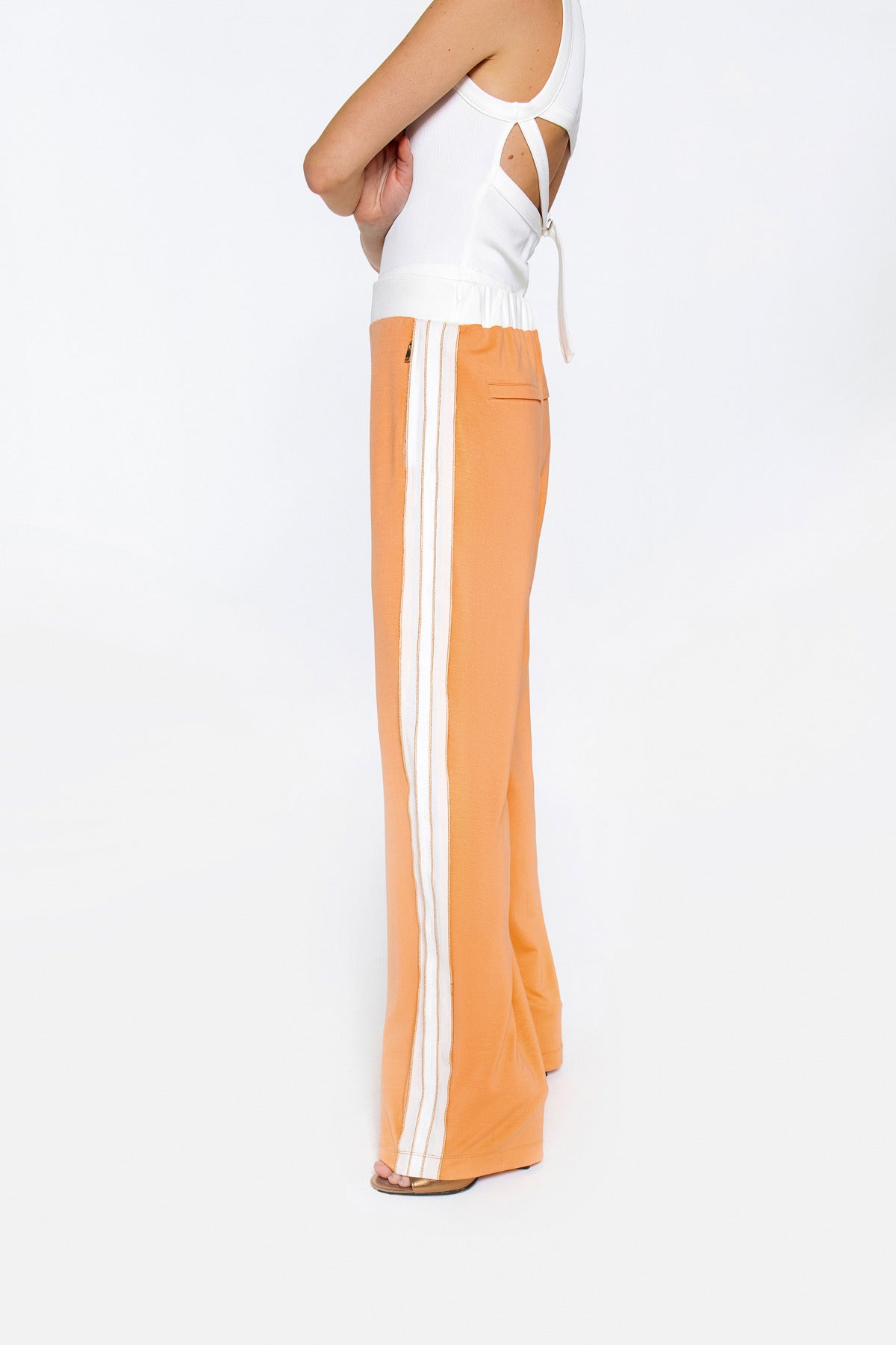 Yanlar Sim İp Dikiş Süslemeli Somon Eşofman Altı