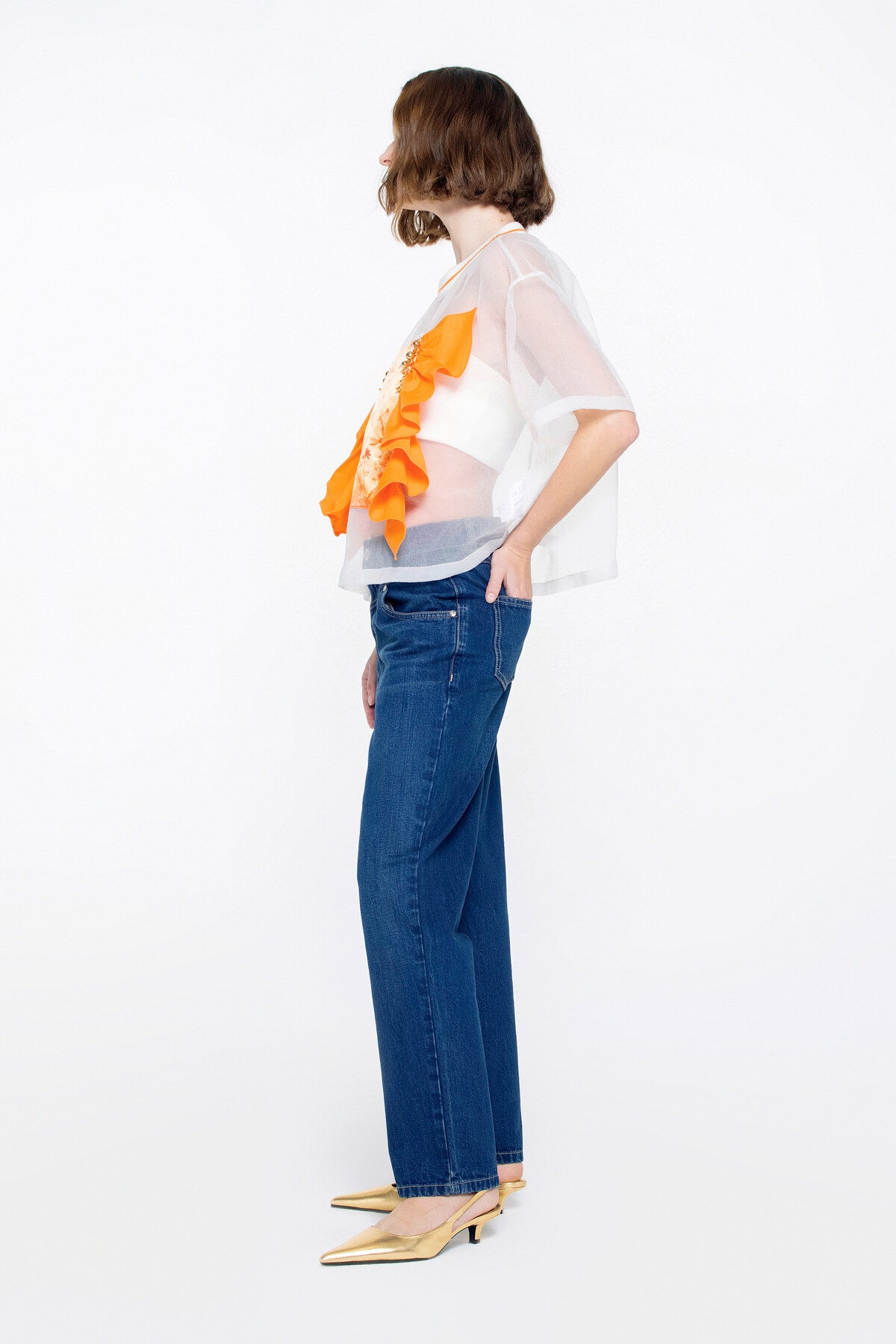 Triko Yaka Transparan Bluz