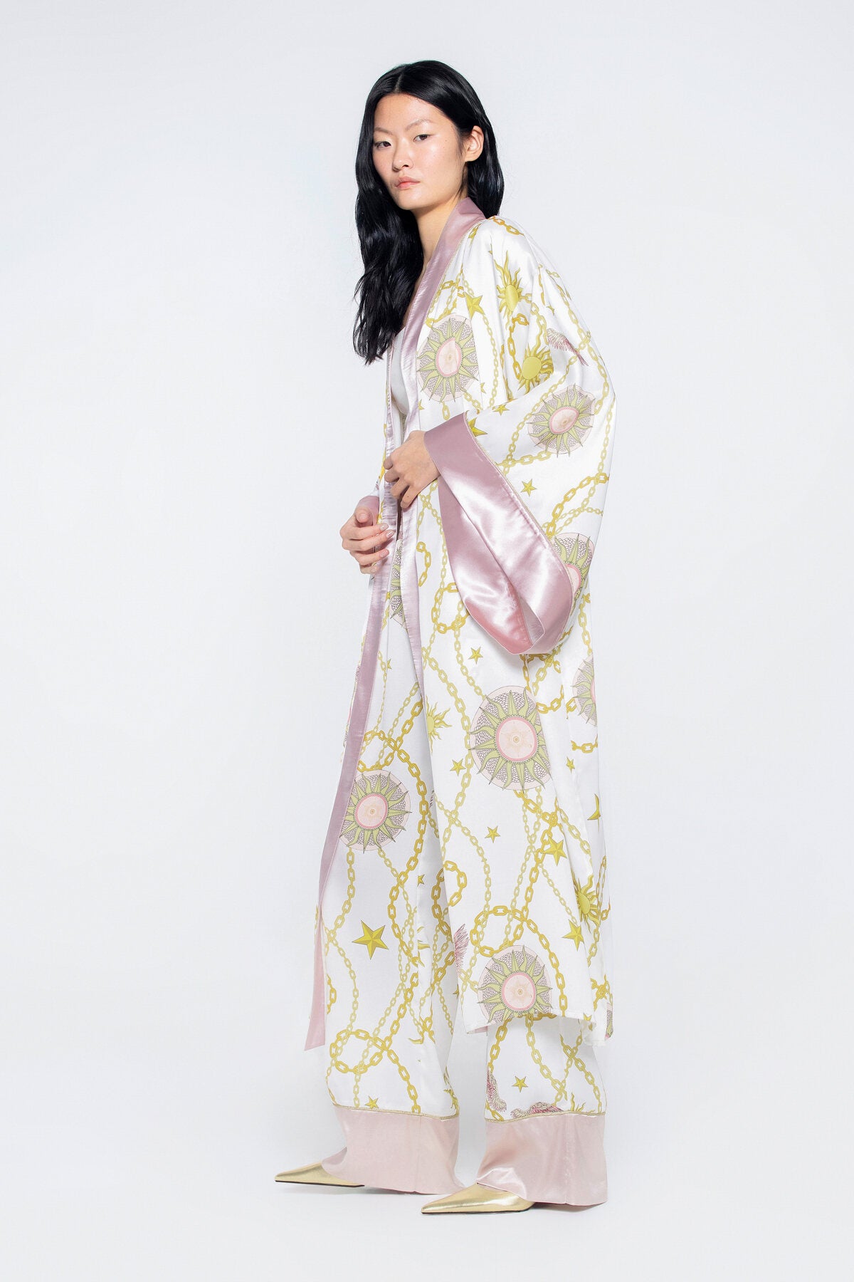 Seyyar Kuşak Detaylı Özel Desen Kimono