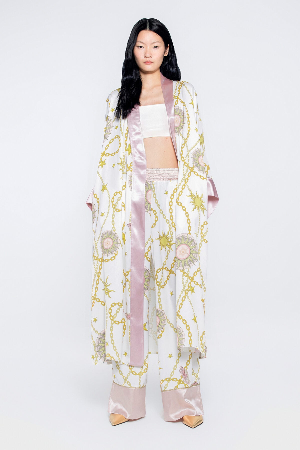 Seyyar Kuşak Detaylı Özel Desen Kimono