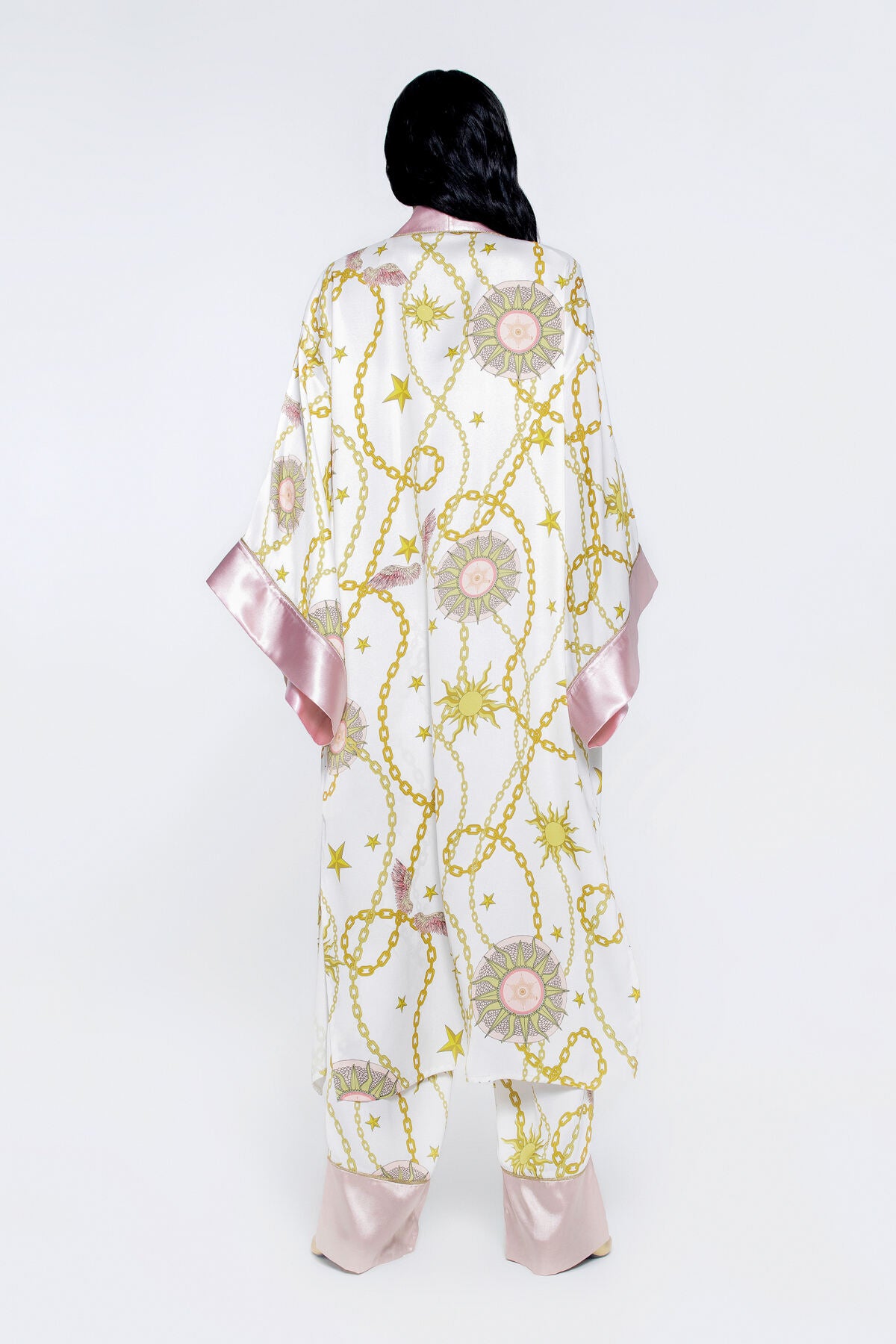 Seyyar Kuşak Detaylı Özel Desen Kimono