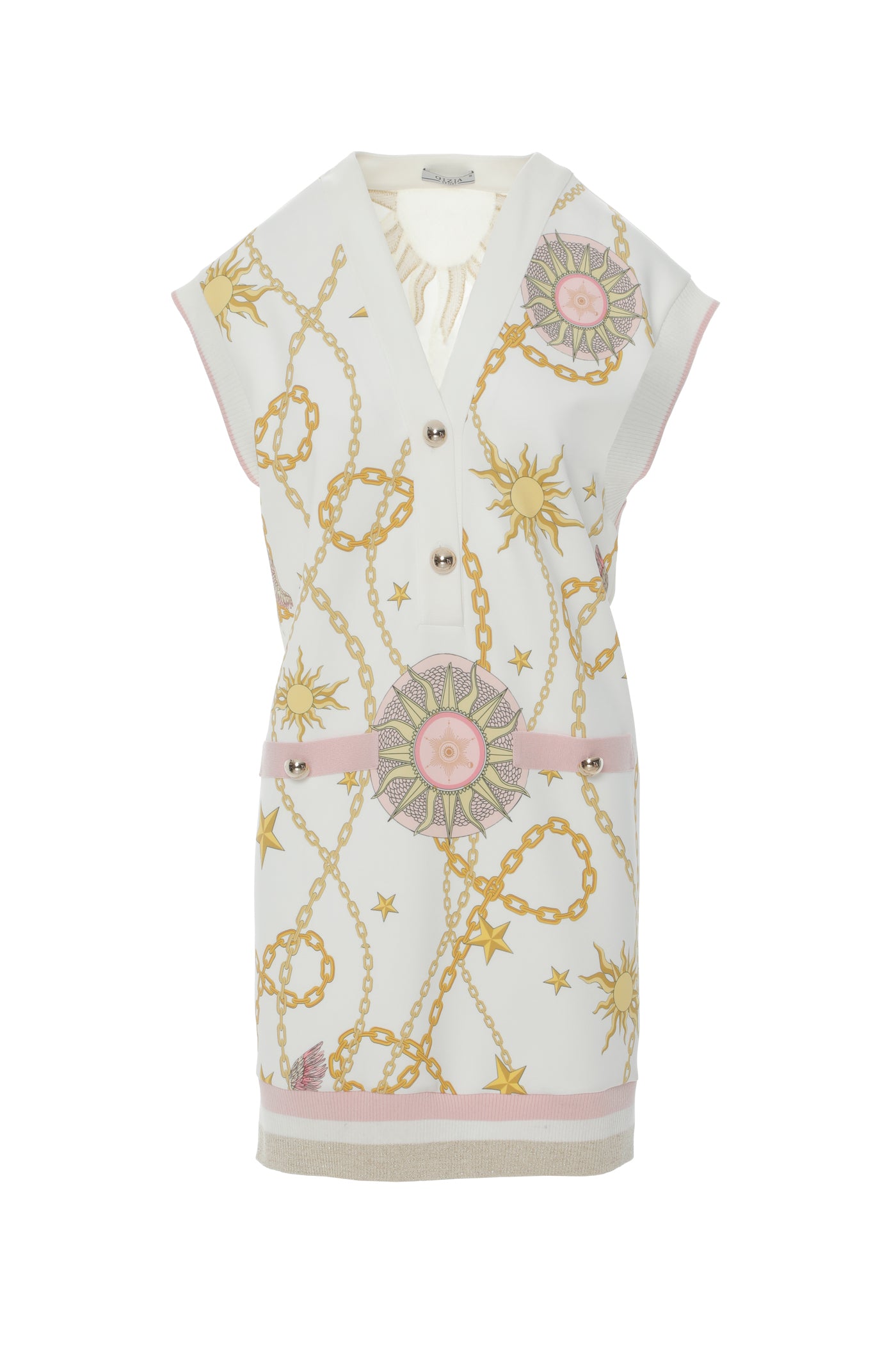 Tarot Desenli V Yaka Örme Spor Mini Elbise