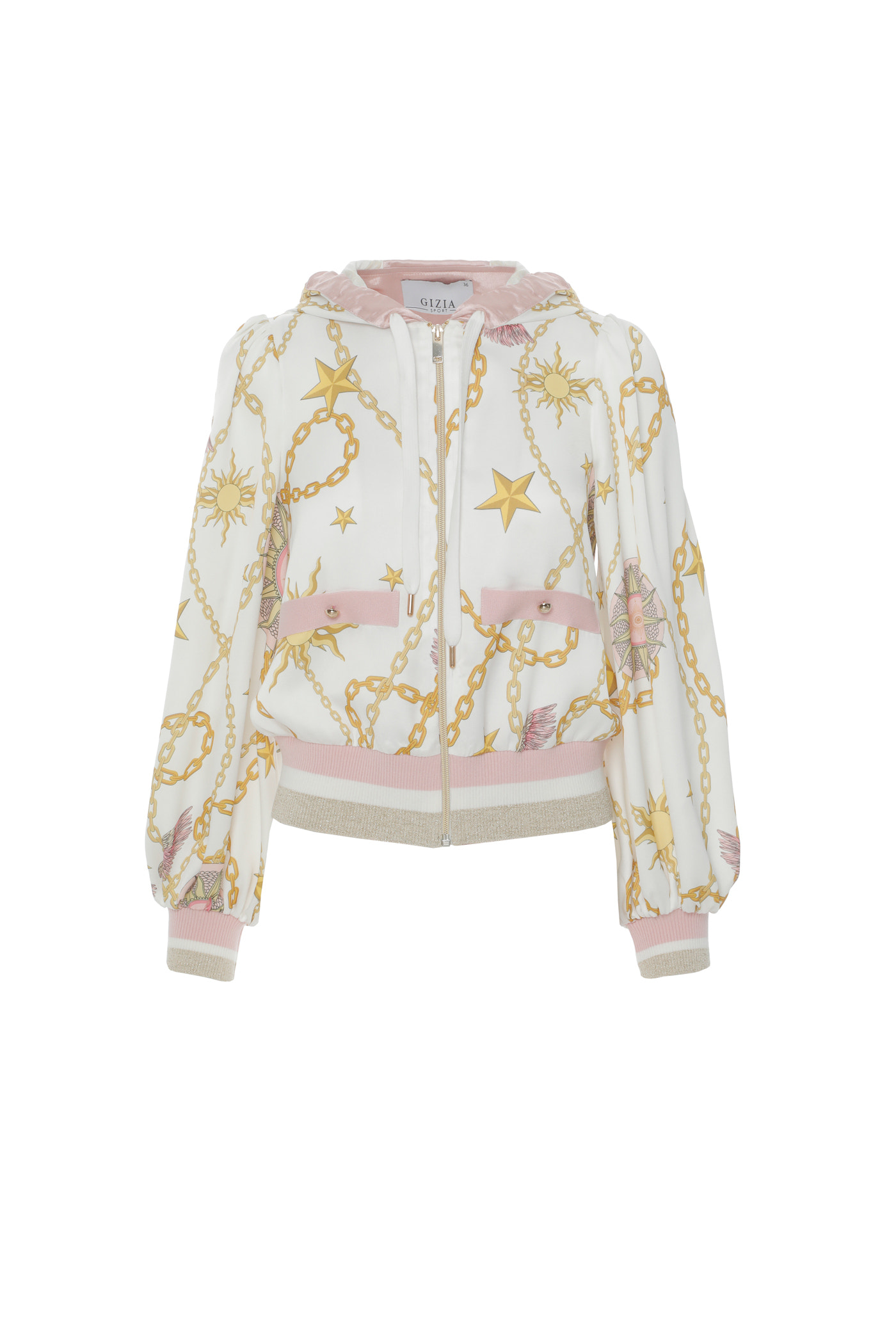 Manşet Ve Etek Ucu Ribanalı Kapşonlu Özel Desen Hırka