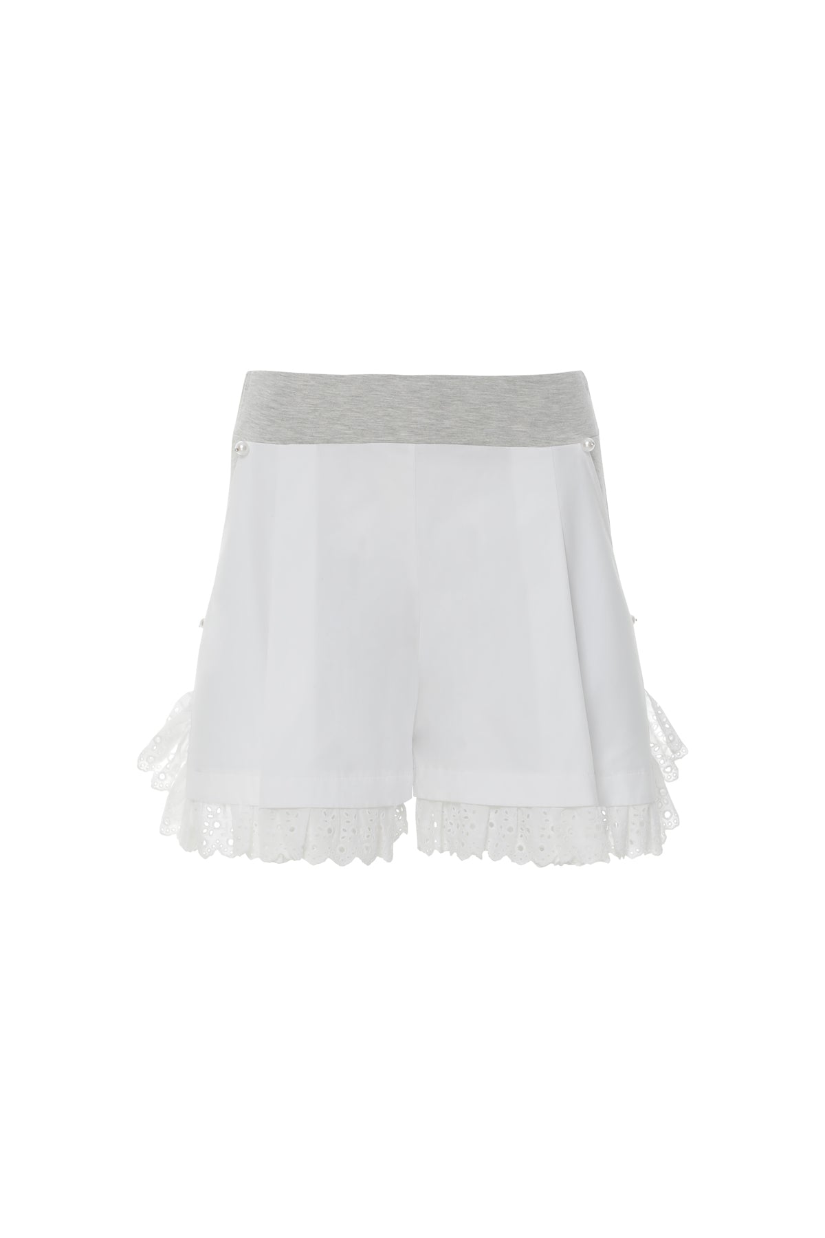 Dantel Detaylı Cep Kenarları Boncuk İşlemeli Şort