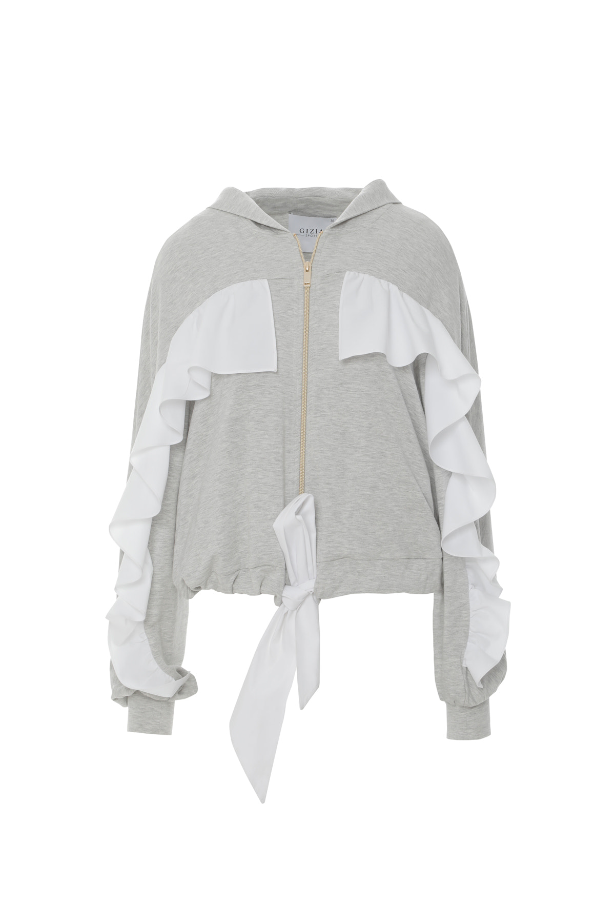 Fırfır Detaylı Etek Ucu Bağlanabilir Kapşonlu Ceket