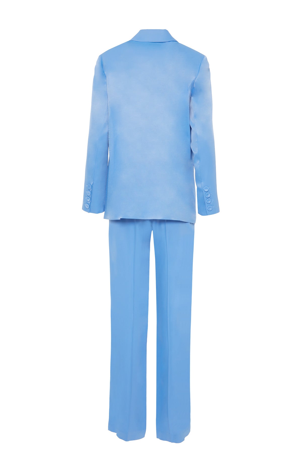 Kruvaze Kapamalı Blazer Ceketli Parlak Saten Kumaş Takım Elbise