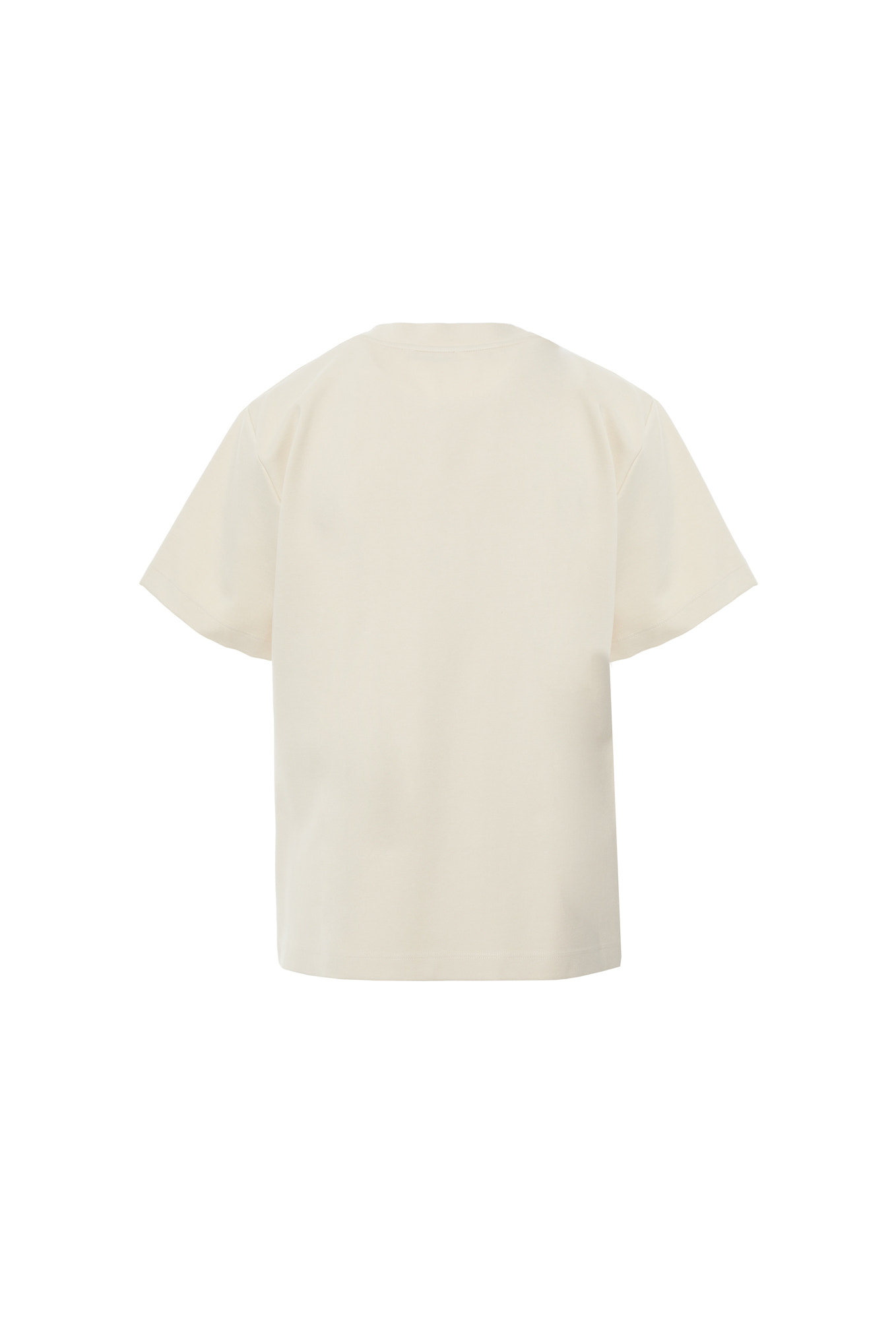 Yakası İşleme Detaylı Kısa Kollu Basic Fildişi T-shirt
