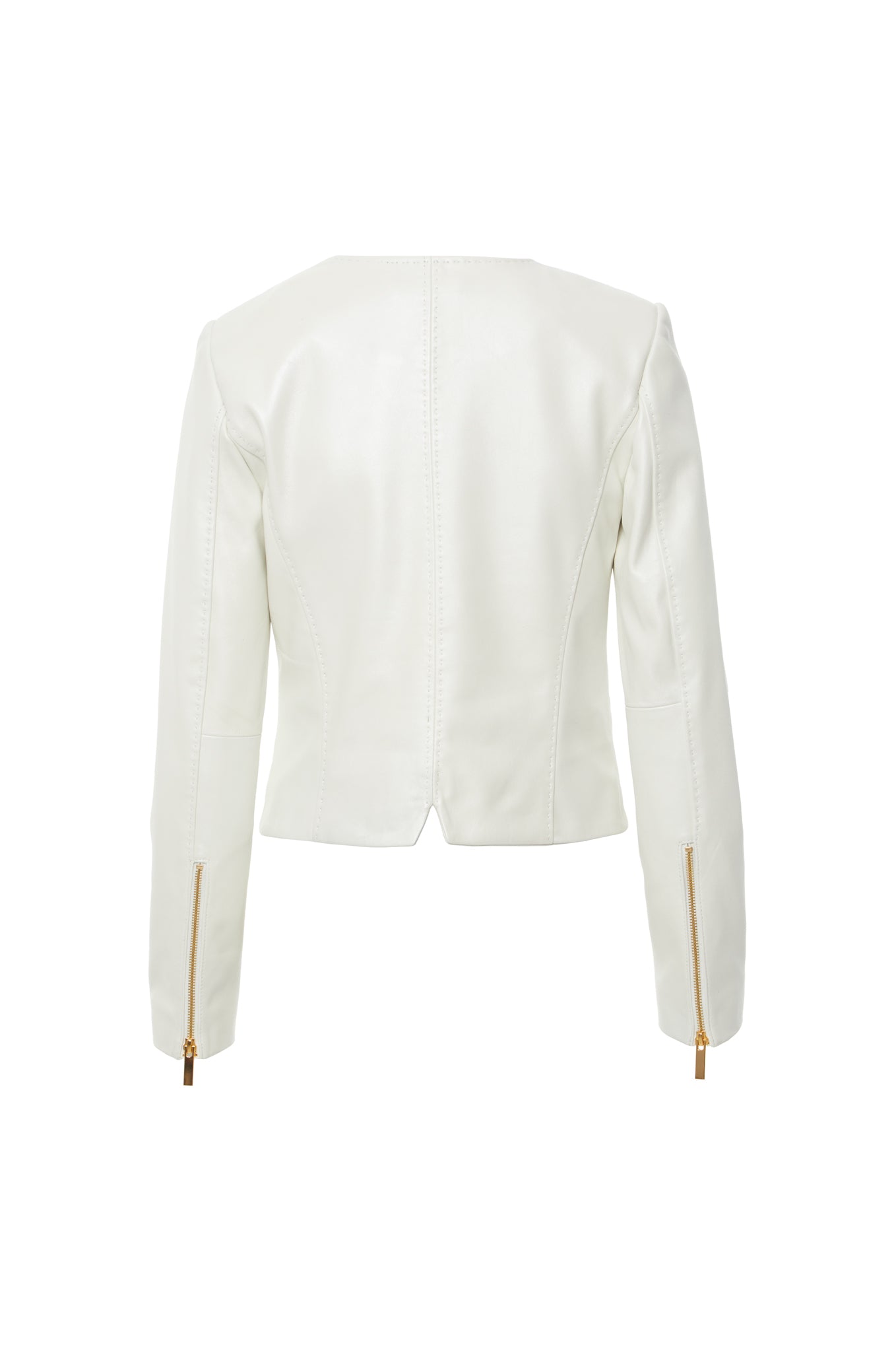 Çift Fermuar Detaylı Arkadan Yırtmaçlı Deri Ceket