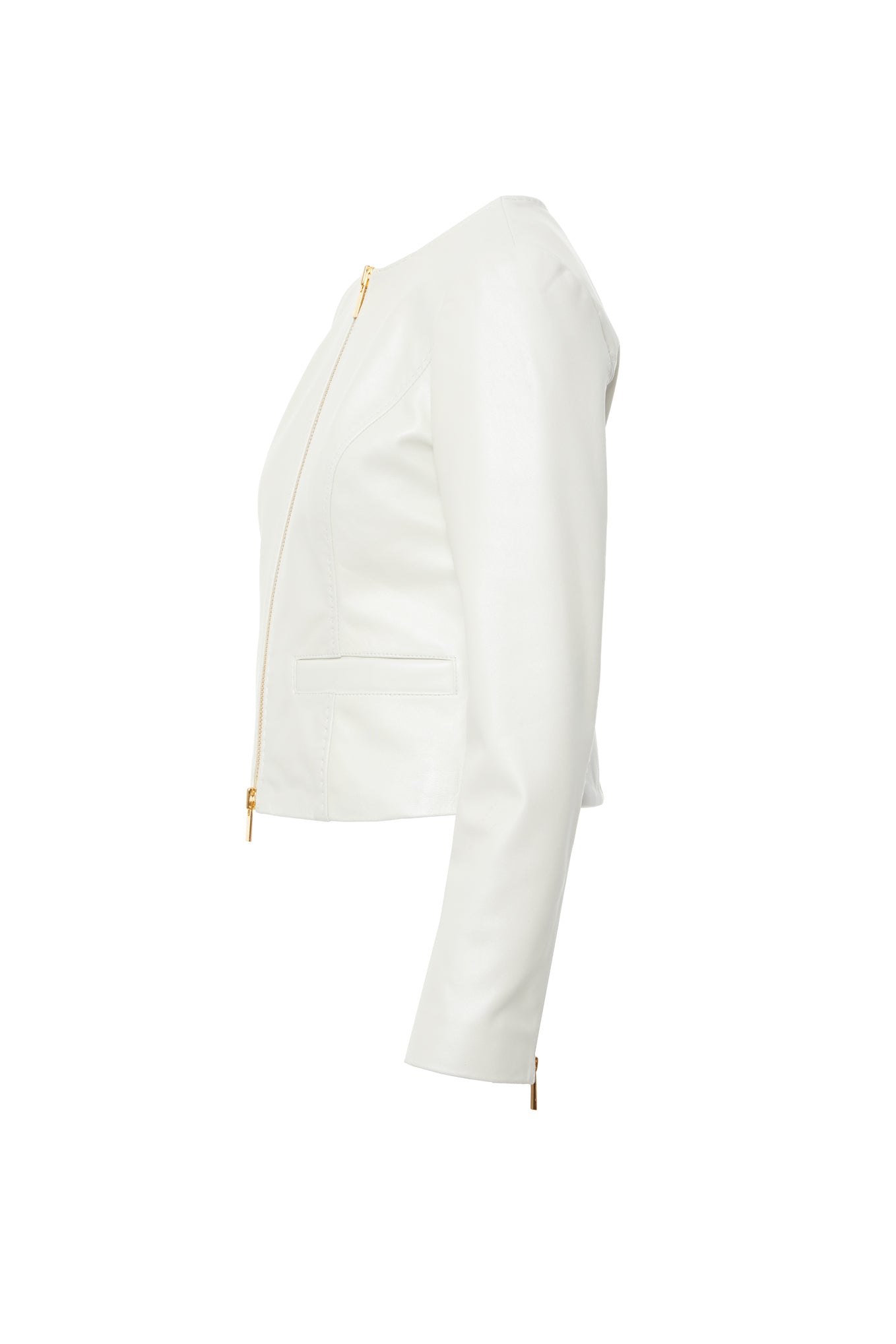 Çift Fermuar Detaylı Arkadan Yırtmaçlı Deri Ceket