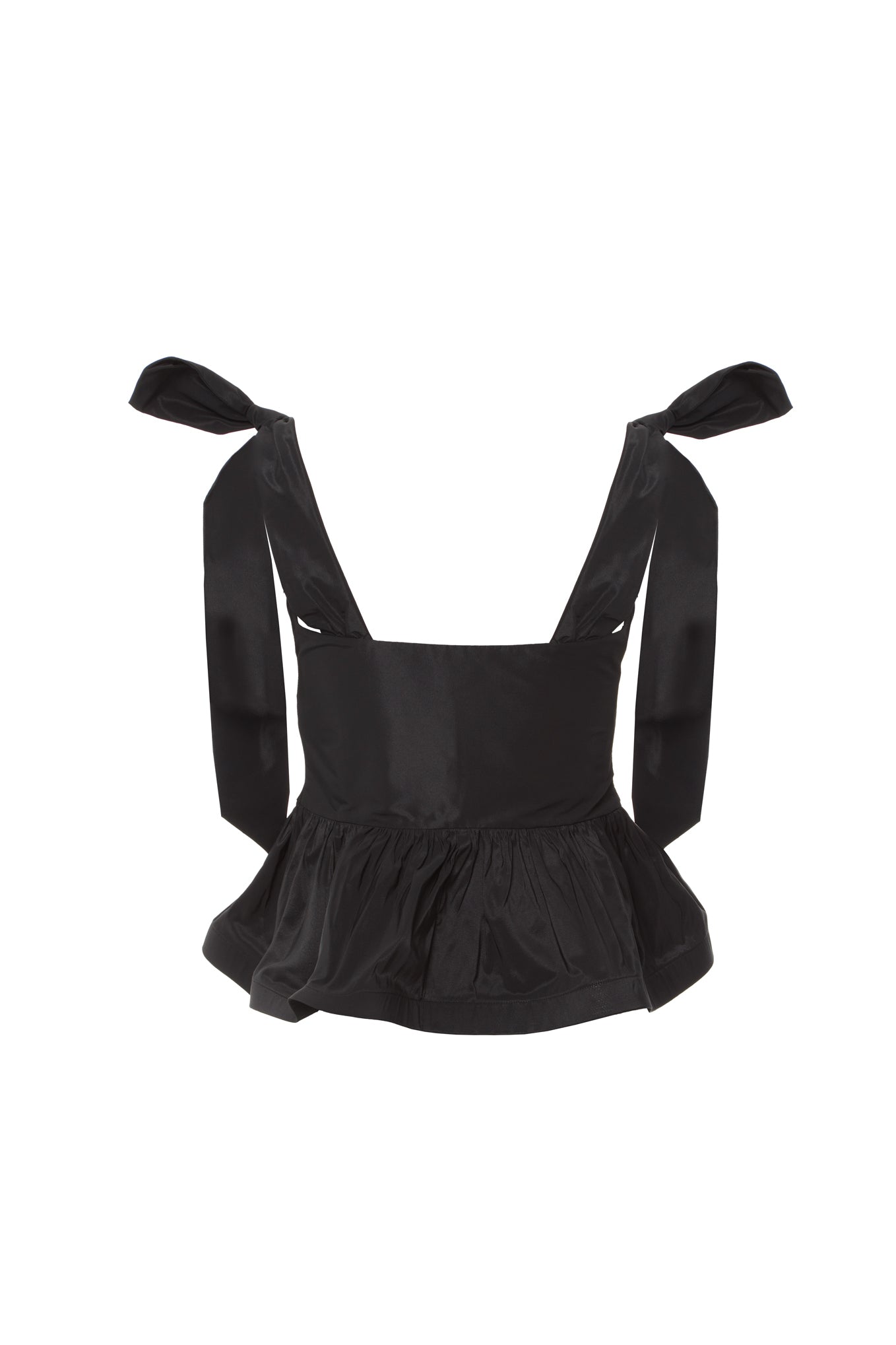 Omuzdan Bağlama Detaylı Önden Fermuarlı Tafta Bluz