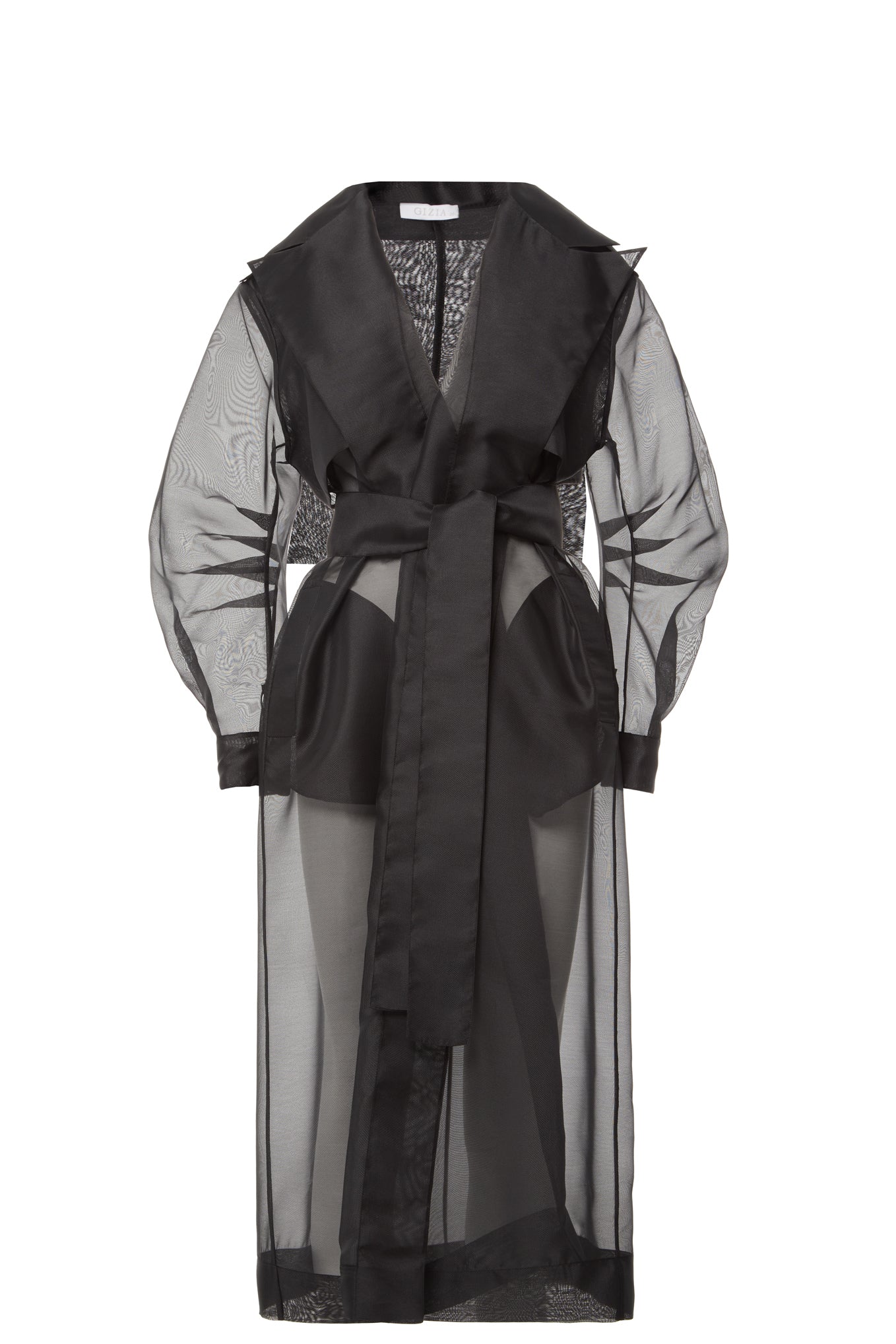 İnci Düğme Detaylı Uzun Organze Ceket