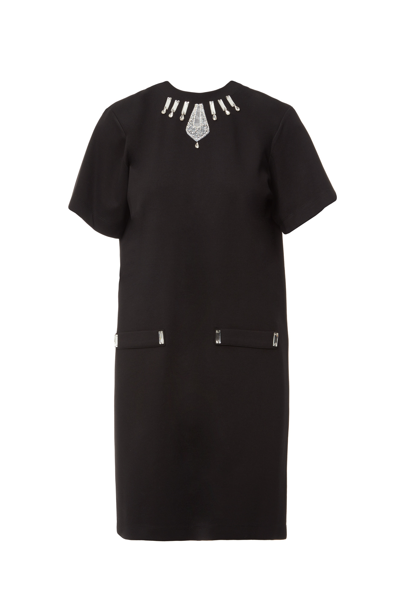 Yakası İşlemeli Mini Elbise